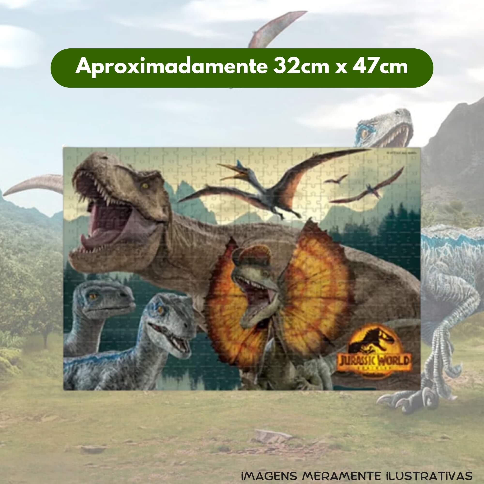VAR Quebra-Cabeça 500 Peças Jurassic World Mimo Toys – Modelos Variados de Dinossauros Modelo:Planeta Jurássico