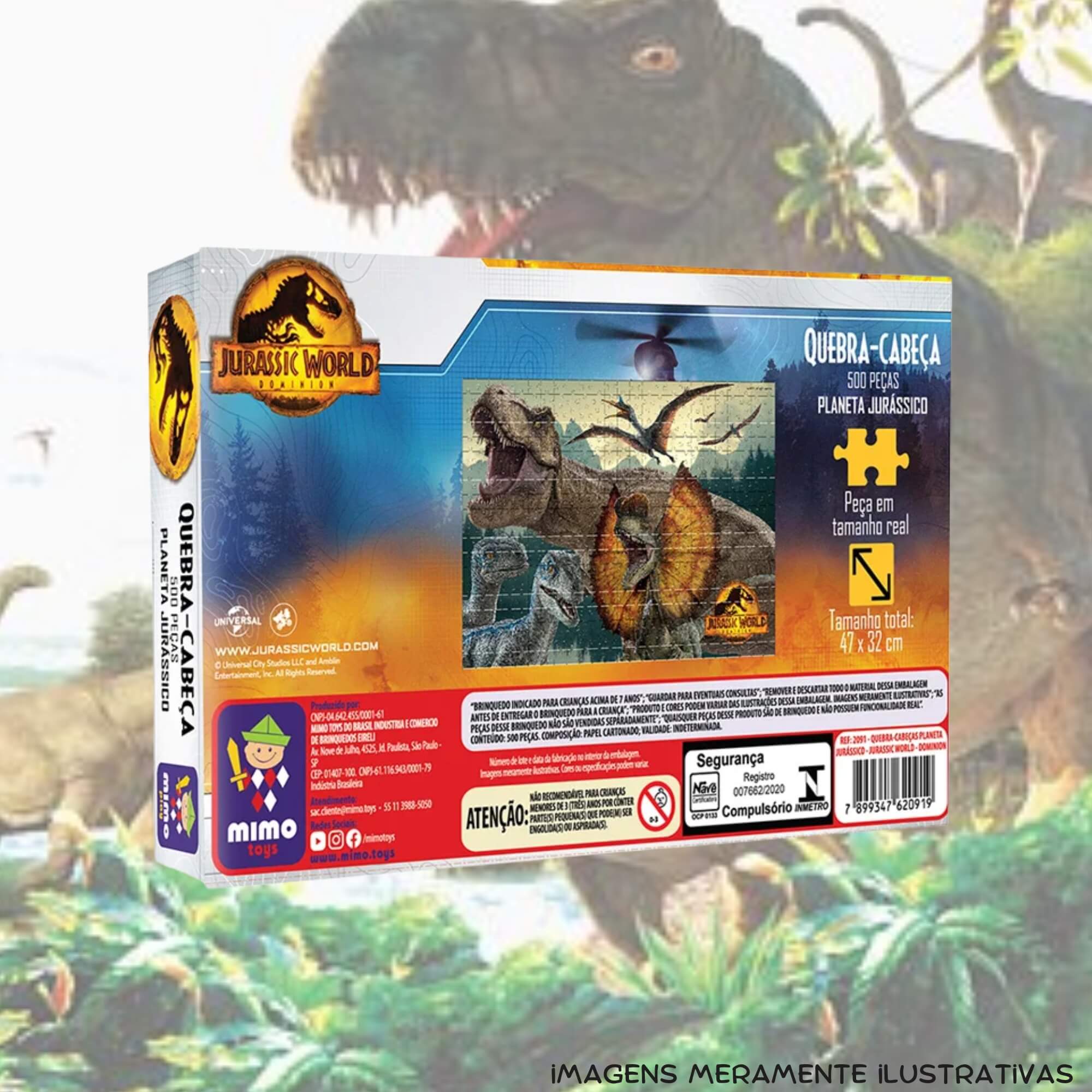 VAR Quebra-Cabeça 500 Peças Jurassic World Mimo Toys – Modelos Variados de Dinossauros Modelo:Planeta Jurássico