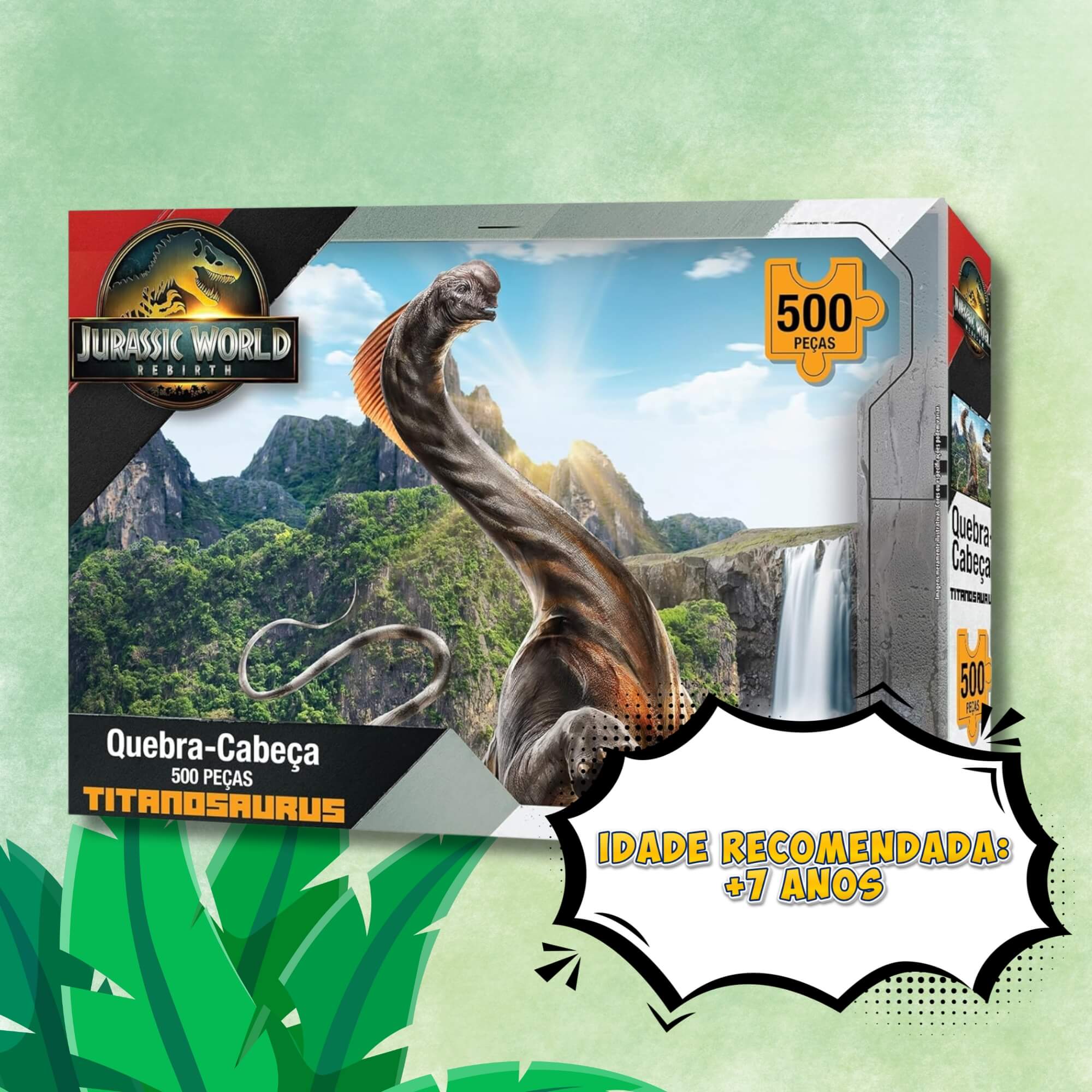 VAR Quebra-Cabeça 500 Peças Jurassic World Mimo Toys – Modelos Variados de Dinossauros Modelo:Titanosaurus