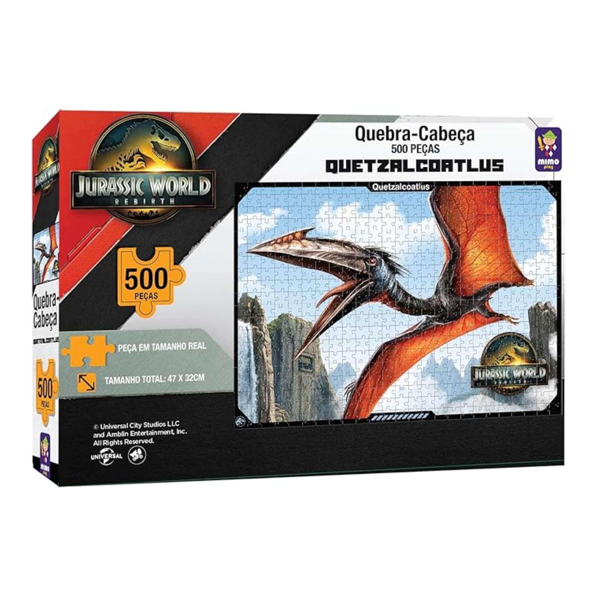 VAR Quebra-Cabeça 500 Peças Jurassic World Mimo Toys – Modelos Variados de Dinossauros Modelo:Quetzalcoatlus