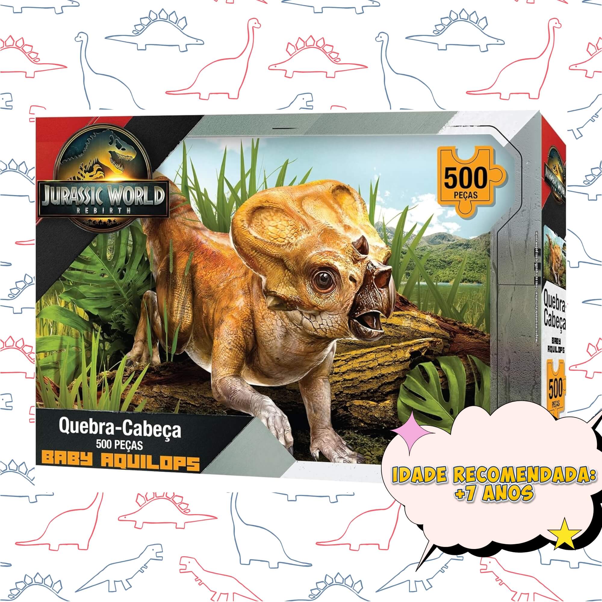 VAR Quebra-Cabeça 500 Peças Jurassic World Mimo Toys – Modelos Variados de Dinossauros Modelo:Baby Dolores