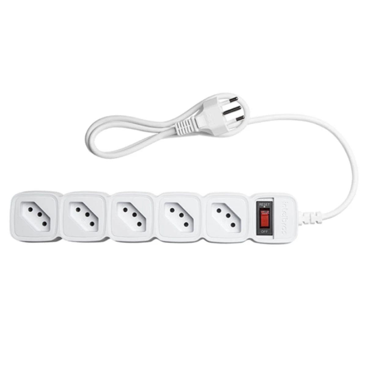 COMP Kit 2 Filtros de linha/Protetores Eletrônicos de 5 Tomadas Cada c/ Varistor Cabo 1M Bivolt Branco