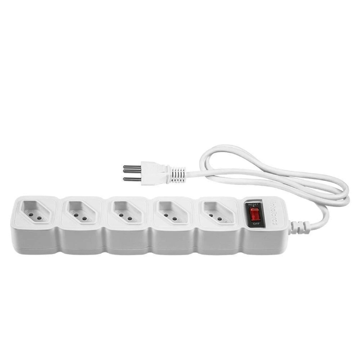 COMP Kit 2 Filtros de linha/Protetores Eletrônicos de 5 Tomadas Cada c/ Varistor Cabo 1M Bivolt Branco