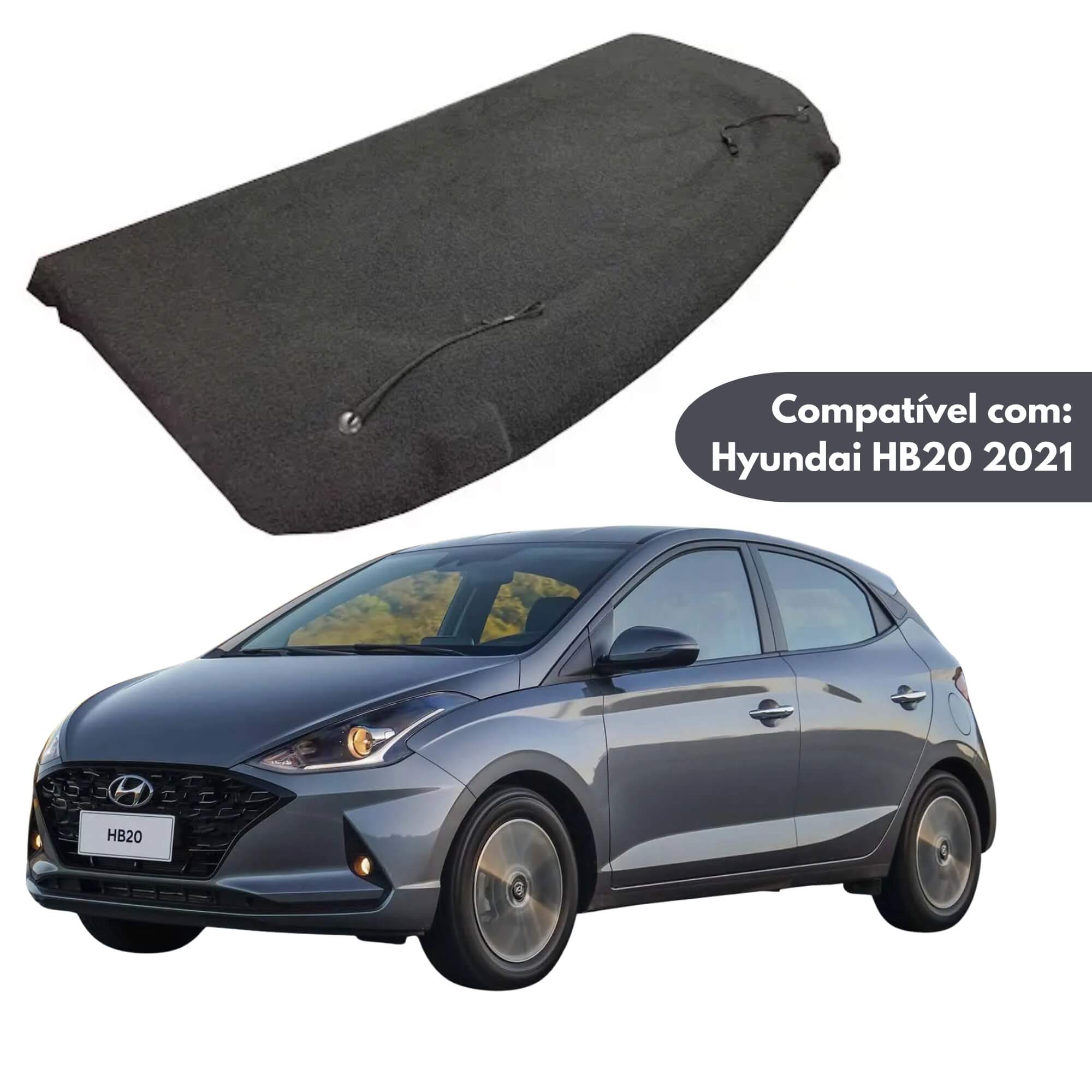 Tampão de Porta Malas Hyundai HB-20 2021 Carpete Preto Regency - 000522