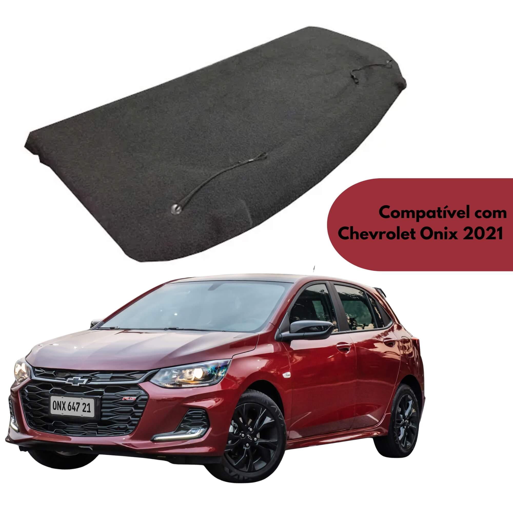 Tampão de Porta Malas Onix 2021 Carpete Preto Regency - 000520