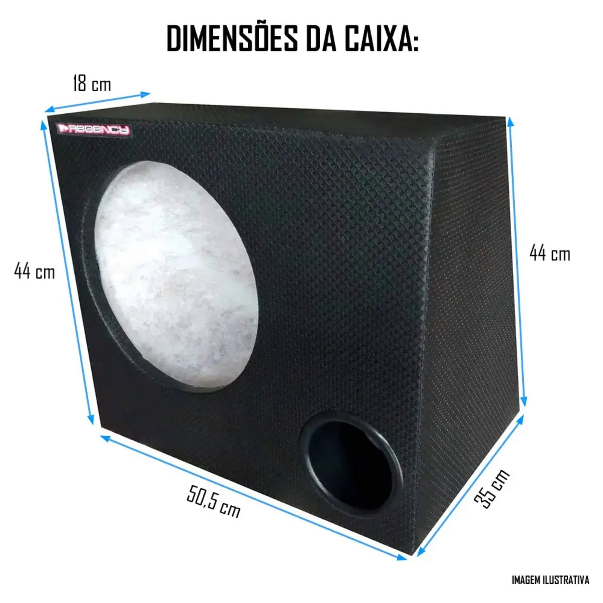 Caixa 1 Subwoofer 12” de 50 Litros com 1 Duto de 4” Frontal Regency - 000245