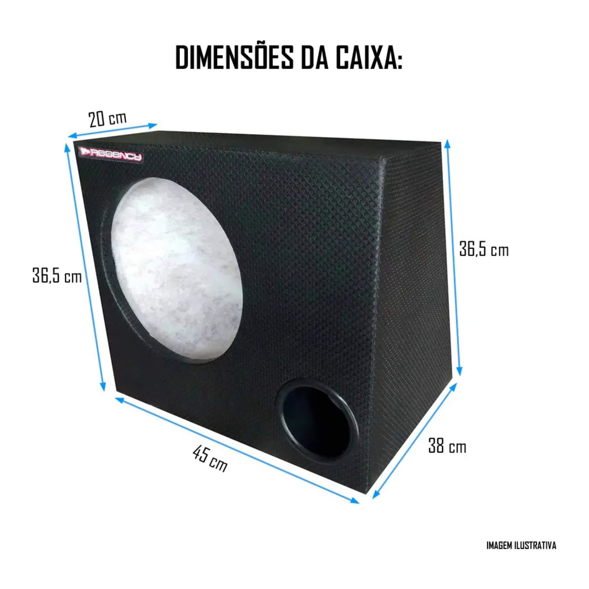 Caixa 1 Subwoofer 12" Polegadas Dutada 40 Litros Preto Regency - 000112