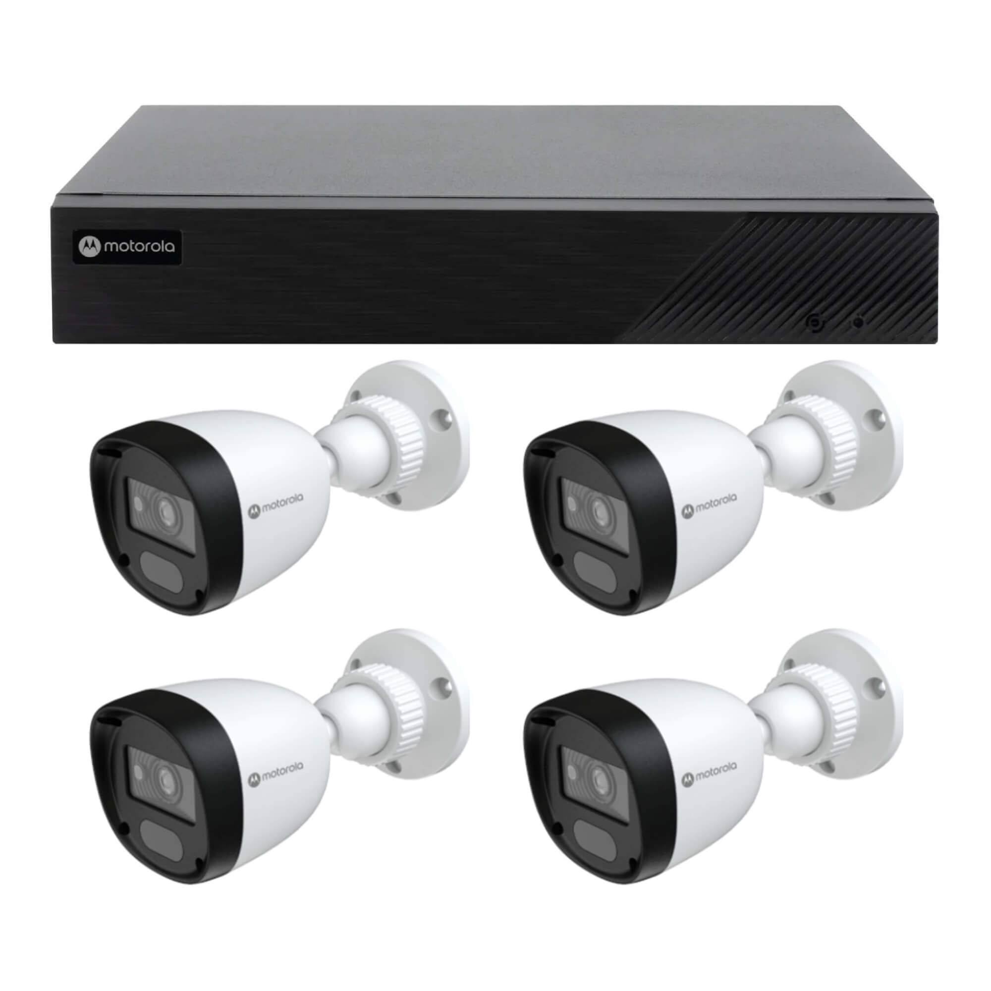 Kit DVR 4 Canais 1080 Lite 5x1 com 2 Canais + 4 Câmeras de Segurança Bullet Full HD 20m 4x1
