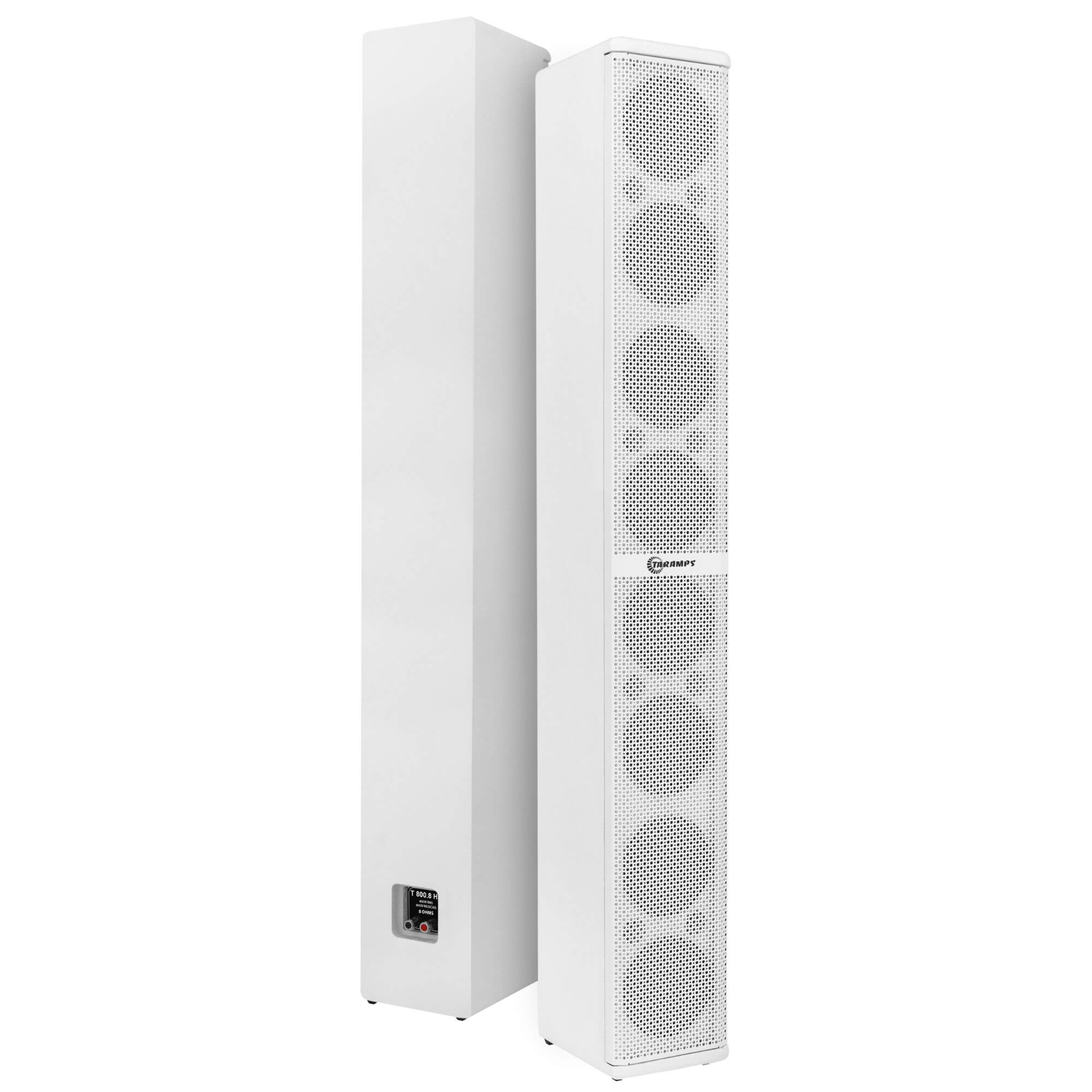 COMP Kit Amplificador 2 x 400W 4 Ohms + 2 Caixas de Som Passiva 4" 400W Branca + 2 Suportes