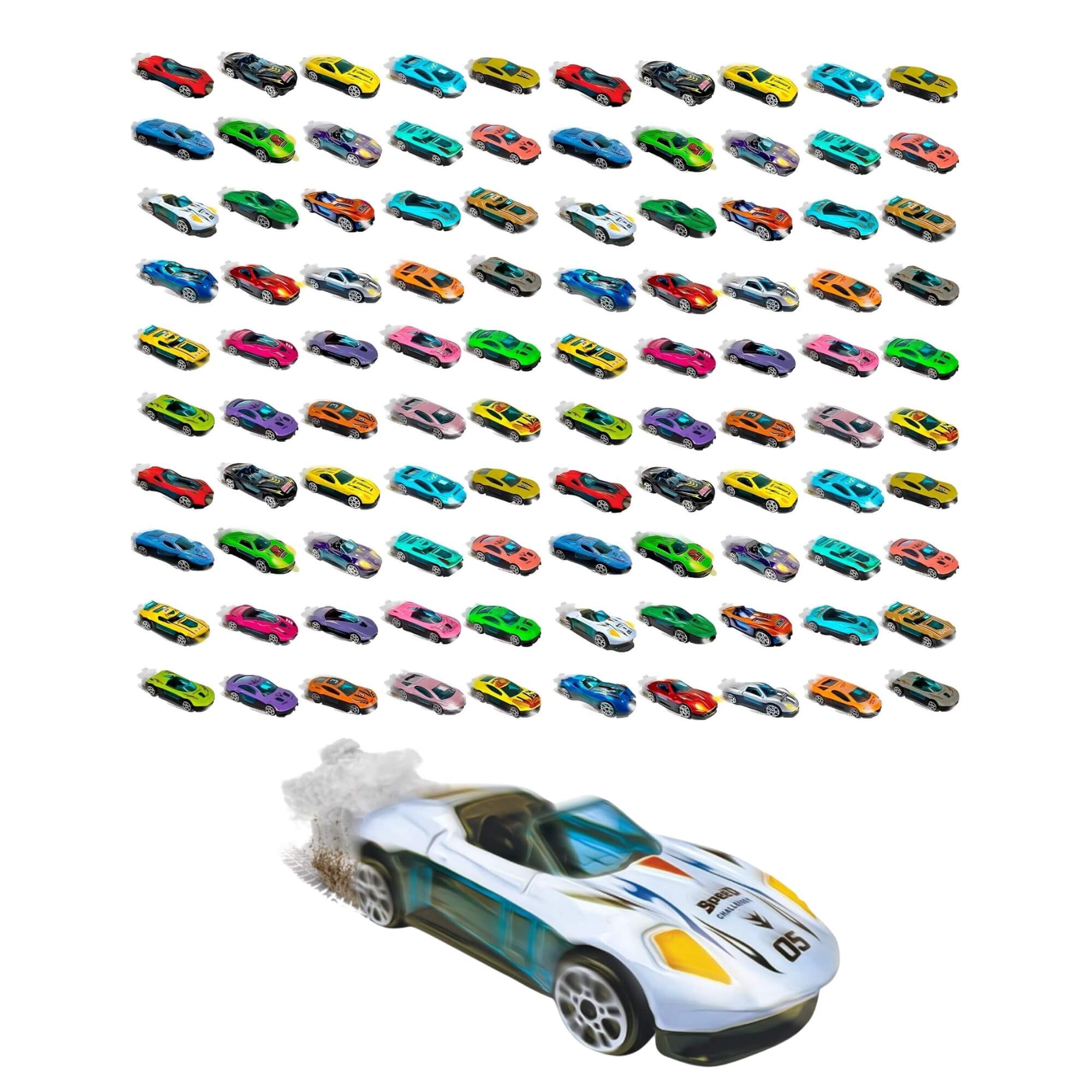 COMP Kit Brinquedo Infantil 100 Unidades de Express Wheels Carrinhos Die Cast Sortidos 1/64