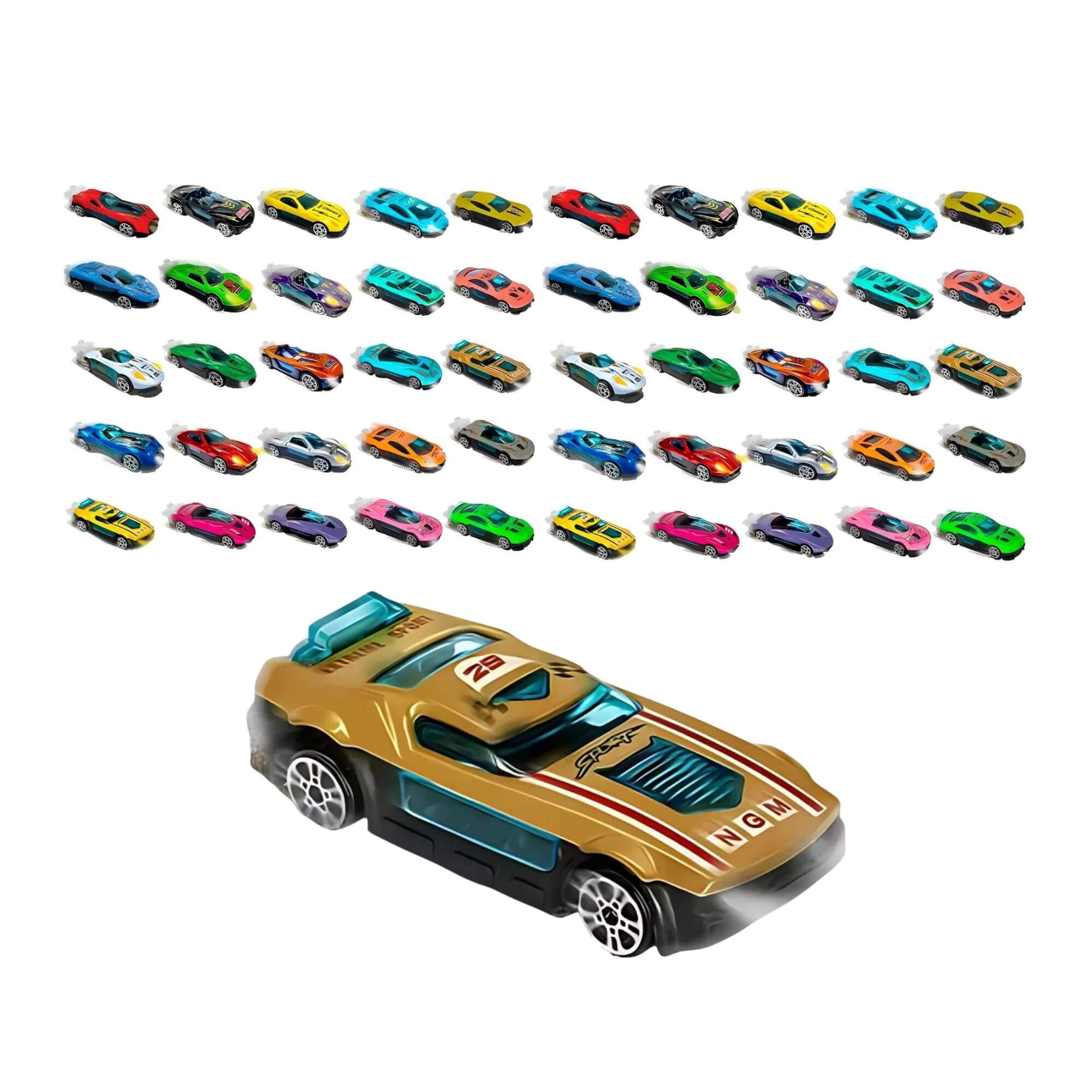 COMP Kit Brinquedo Infantil 50 Unidades de Express Wheels Carrinhos Die Cast Sortidos 1/64