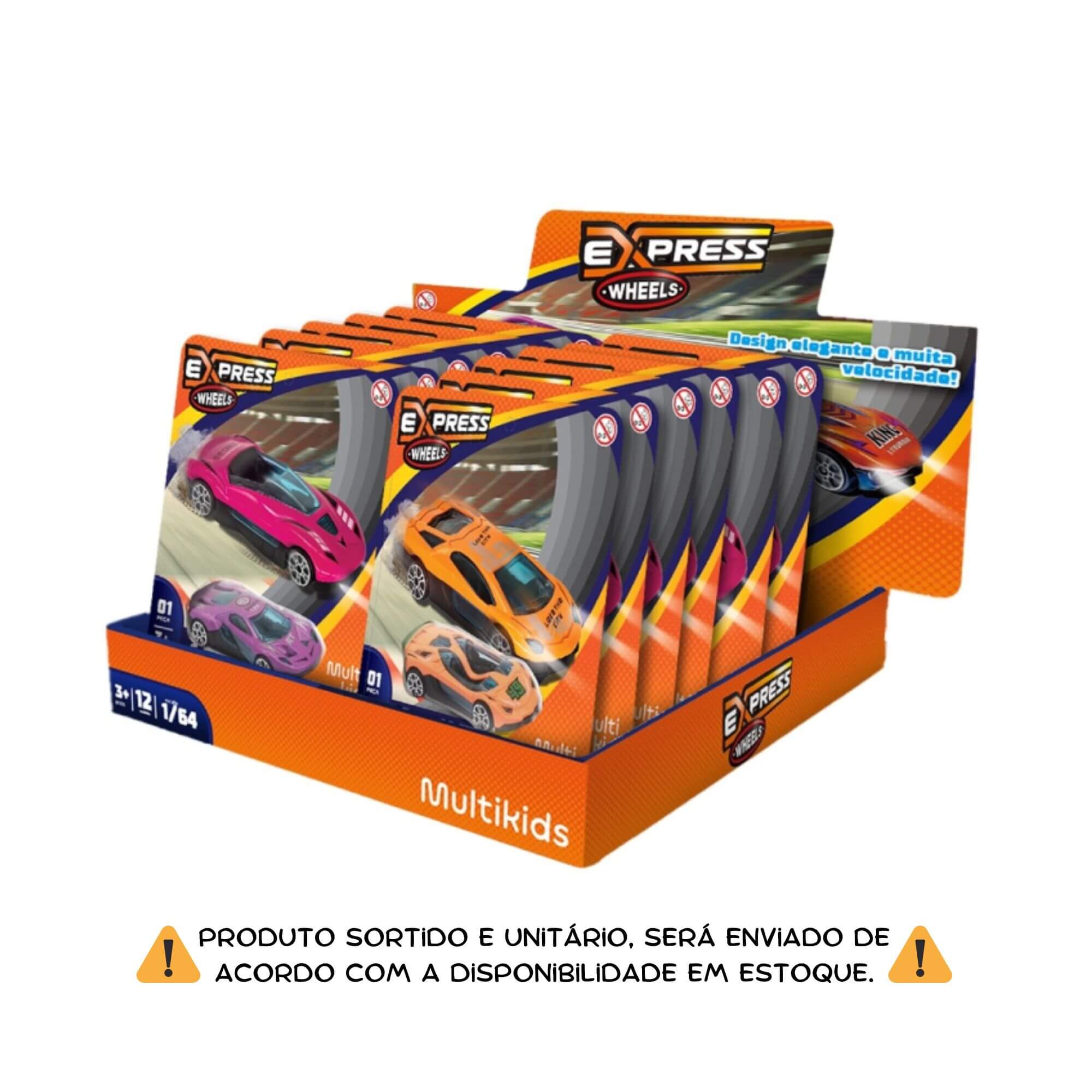 COMP Kit Brinquedo Infantil 50 Unidades de Express Wheels Carrinhos Die Cast Sortidos 1/64
