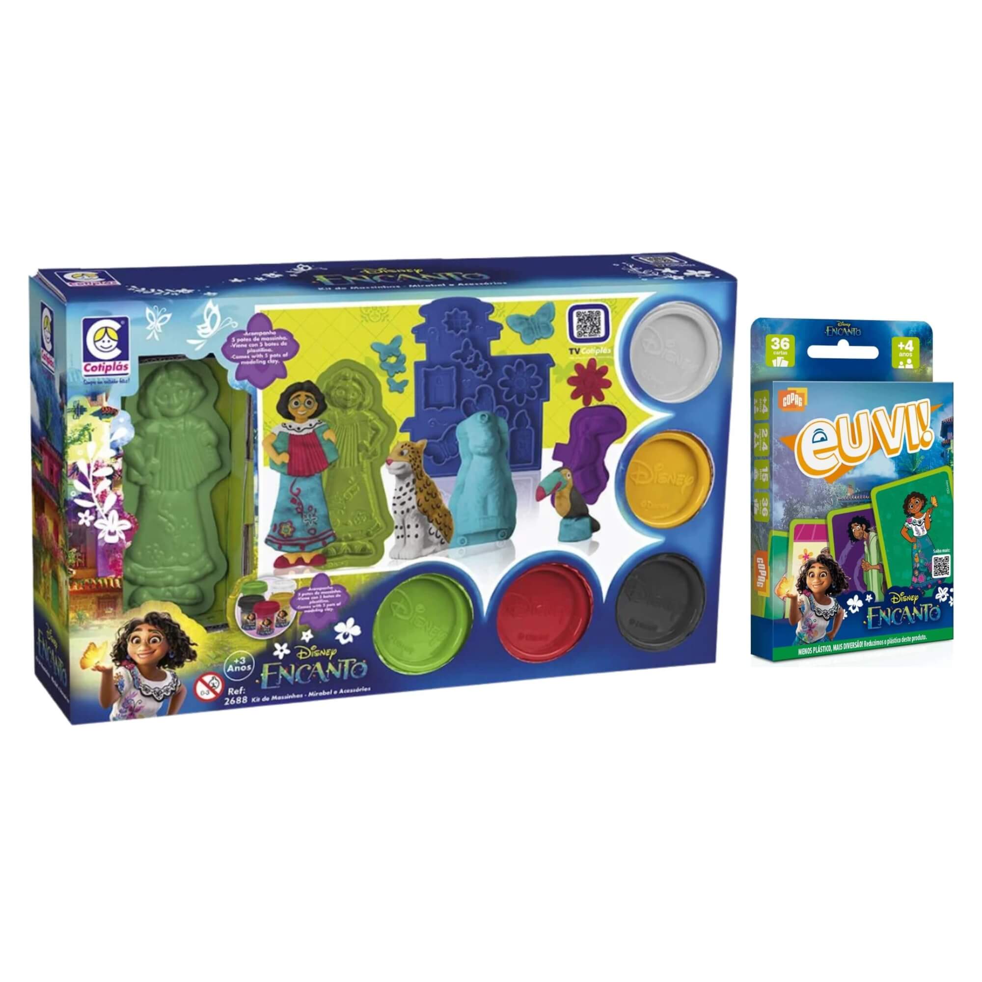 COMP Kit Brinquedo Infantil Encanto: Kit de Massinha de Modelar + Jogo de Cartas Eu Vi!