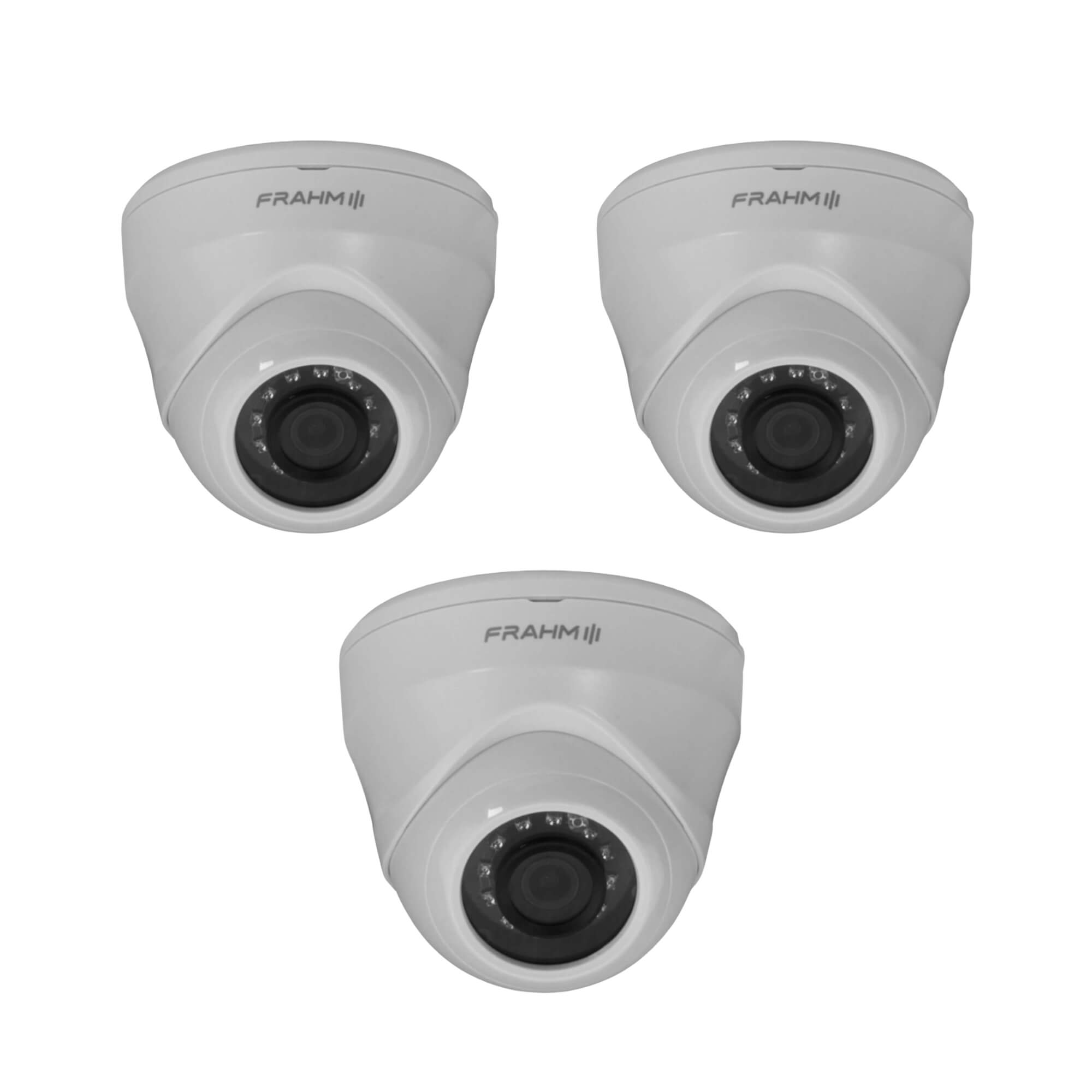 Kit 3 Câmeras De Vídeo Dome Full HD (1080P) 2MP Visão Noturna Proteção IP66 - Frahm
