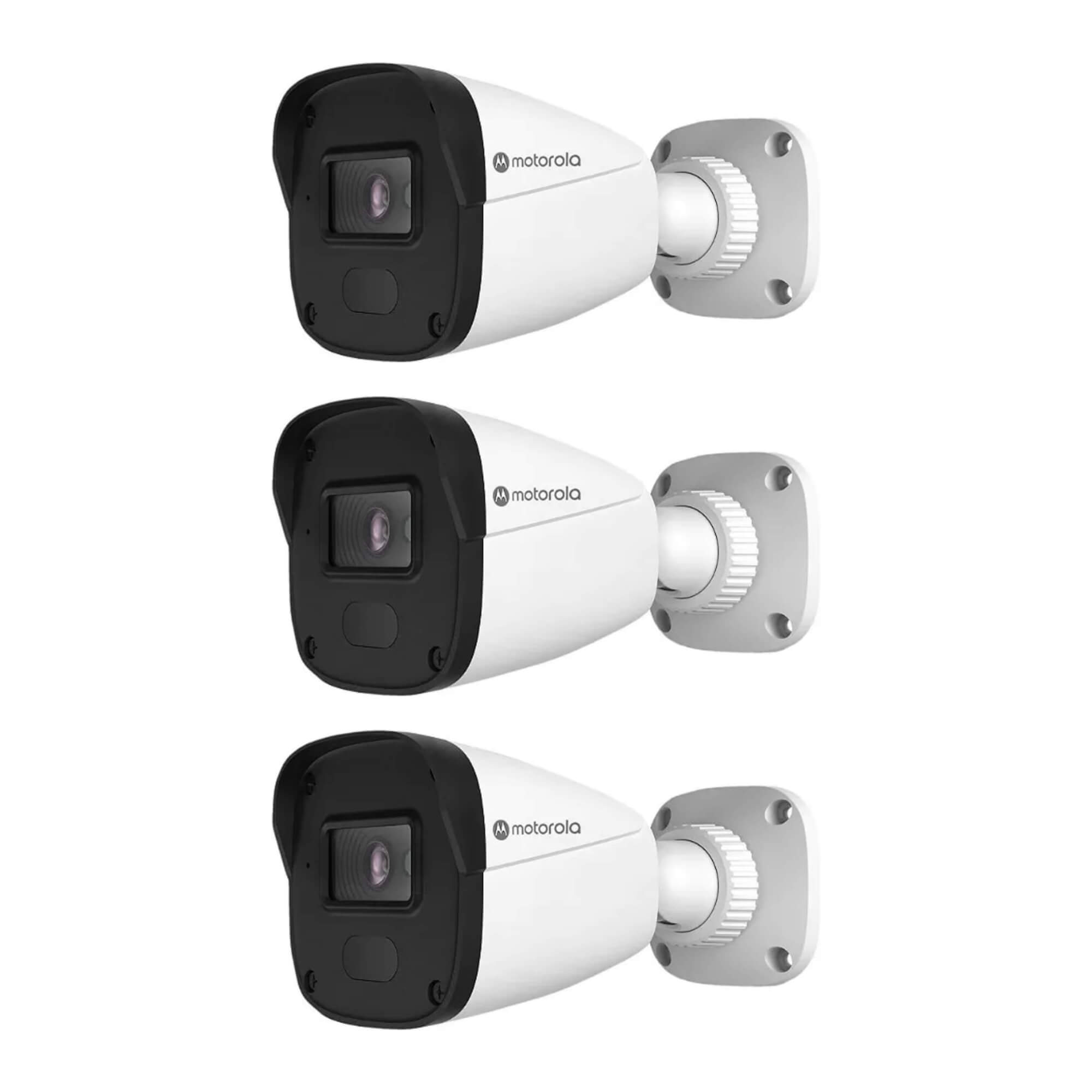 COMP Kit com 3 Câmeras de Segurança IP Bullet/Canhão 2MP Full HD 1080p Motorola