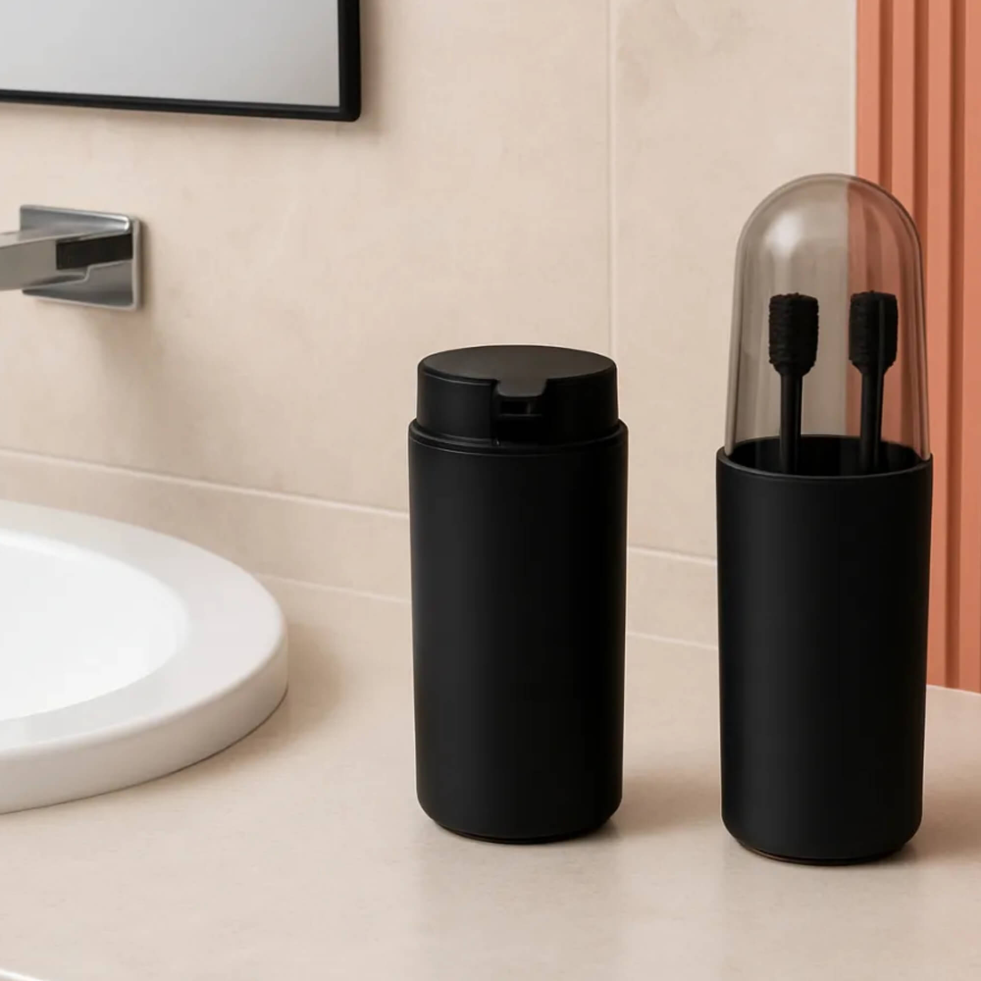 Conjunto para Banheiro Coza Serene 2 Peças na cor Preta Brinox - 99407/7008