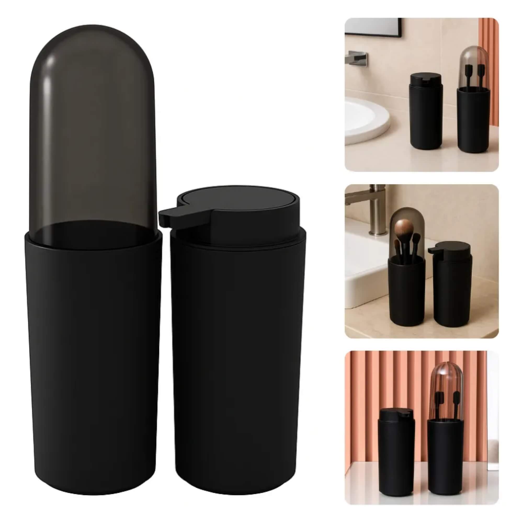 Conjunto para Banheiro Coza Serene 2 Peças na cor Preta Brinox - 99407/7008