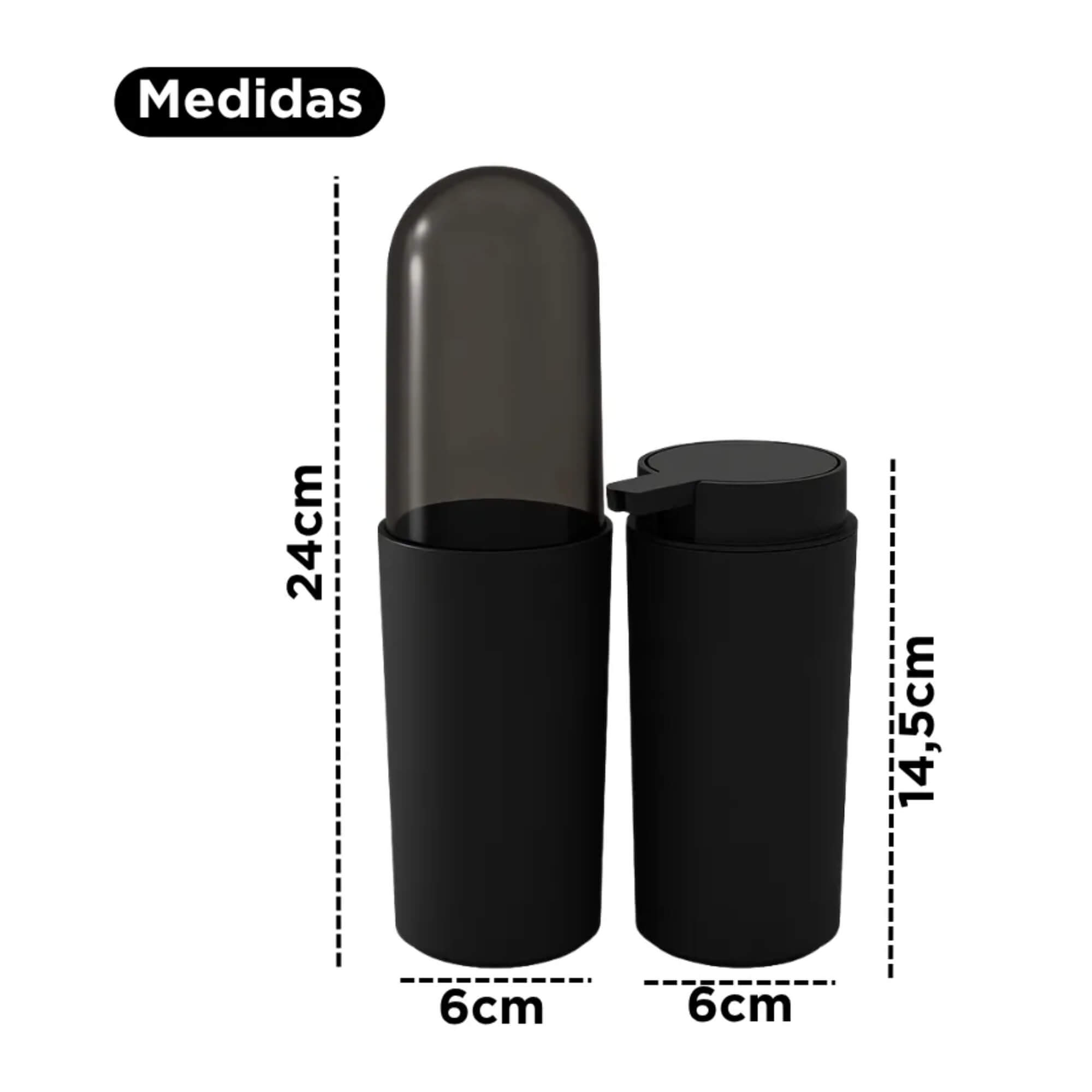 Conjunto para Banheiro Coza Serene 2 Peças na cor Preta Brinox - 99407/7008