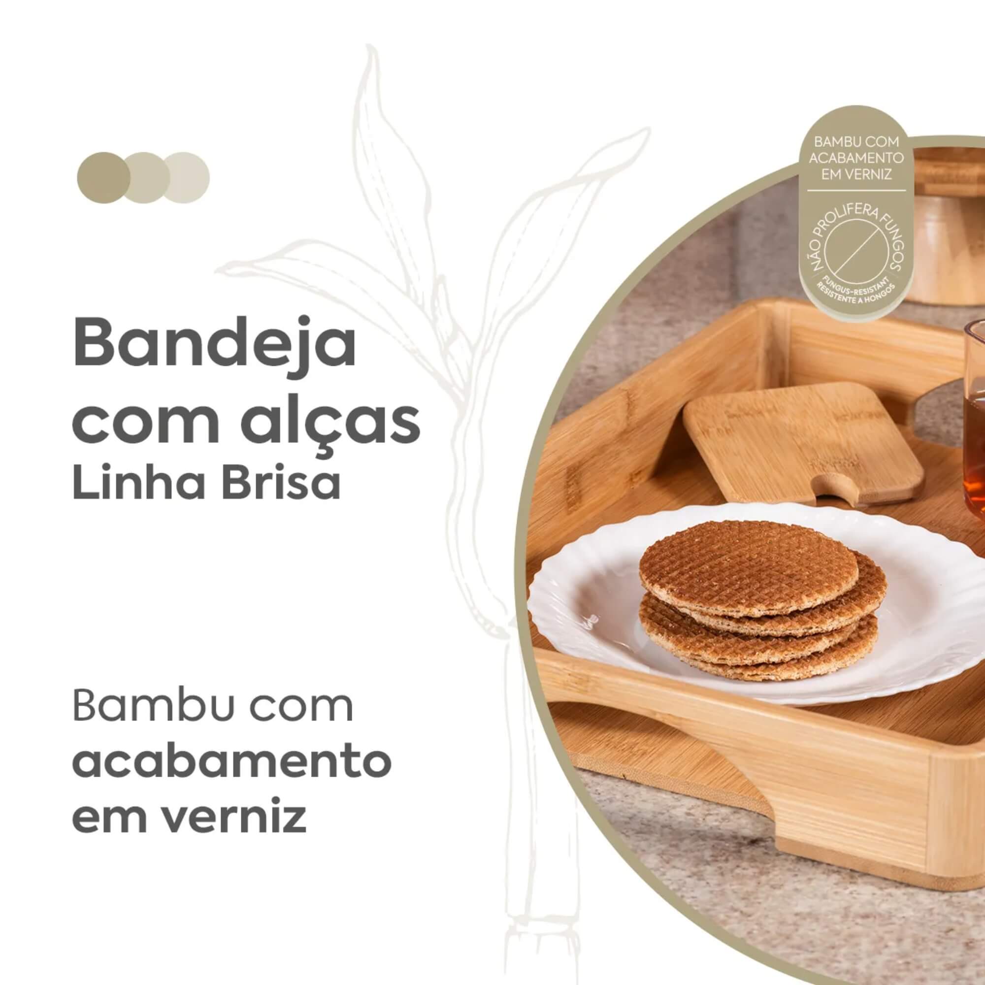 Bandeja em Bambu com Alça Coza Brisa 38x28x5,2cm Brinox - 40650/3009