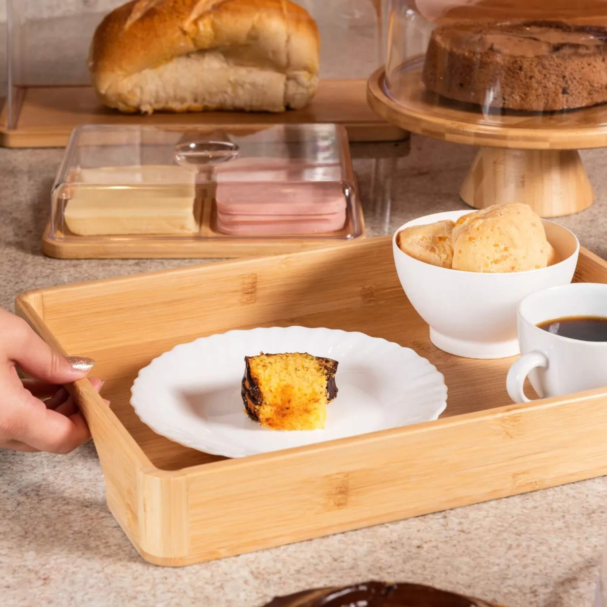 Bandeja em Bambu com Alça Coza Brisa 38x28x5,2cm Brinox - 40650/3009