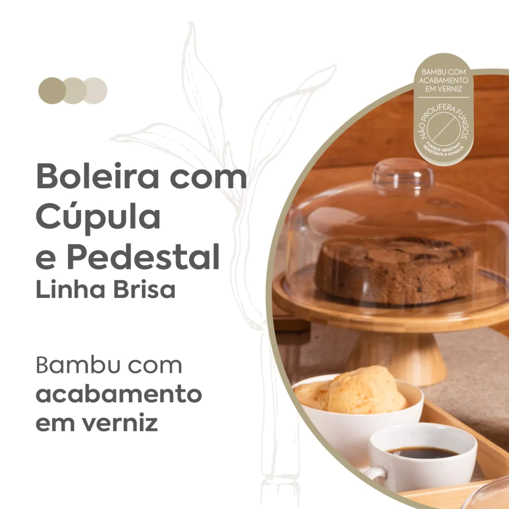 Boleira em Bambu com Cúpula Coza Brisa Ø26,5 cm Brinox - 40653/3009