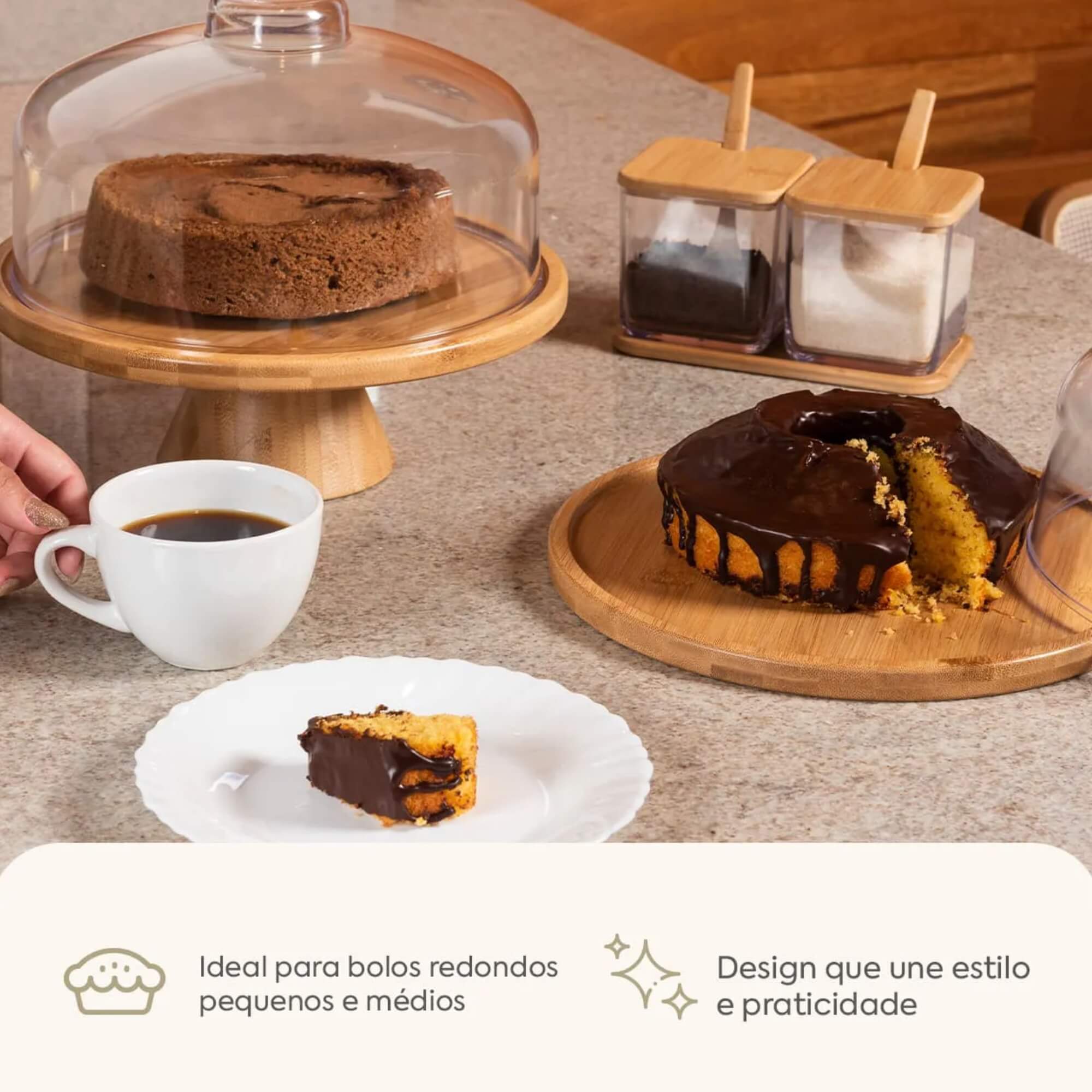 Boleira em Bambu com Cúpula Coza Brisa Ø26,5 cm Brinox - 40653/3009