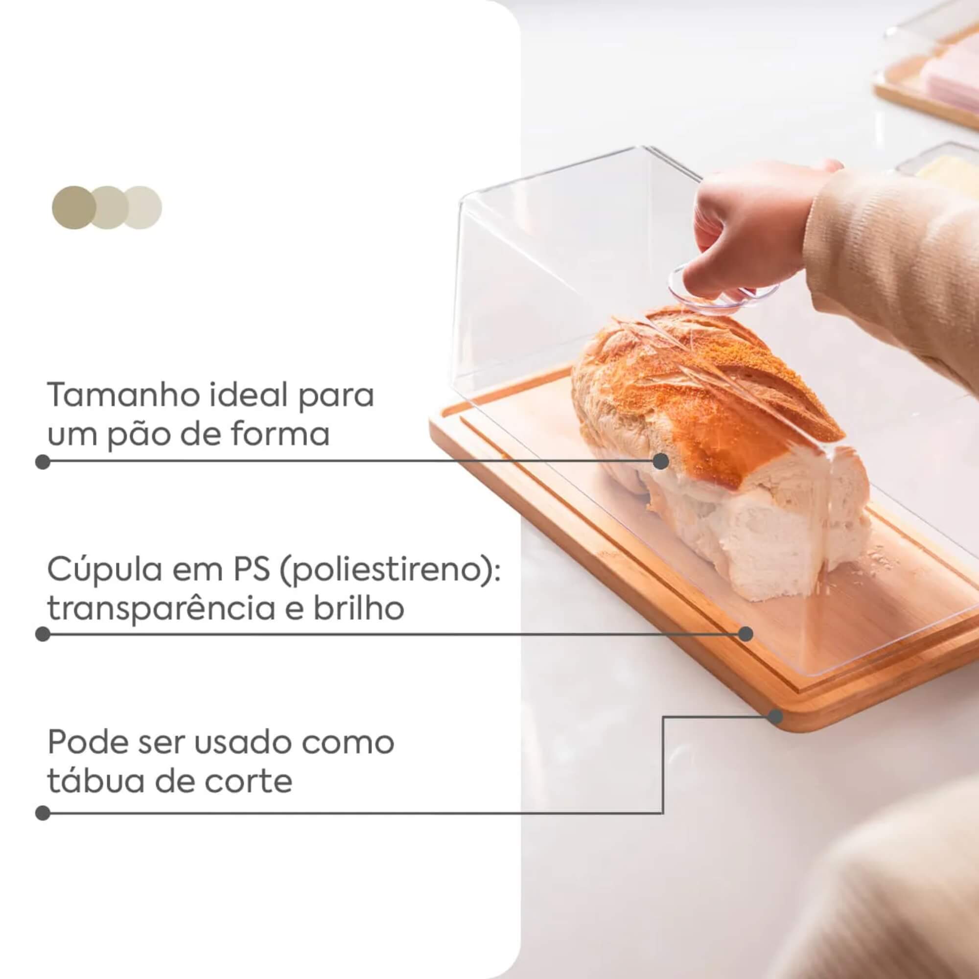 Porta Pão em Bambu com Cúpula Coza Brisa Brinox - 40656/3009