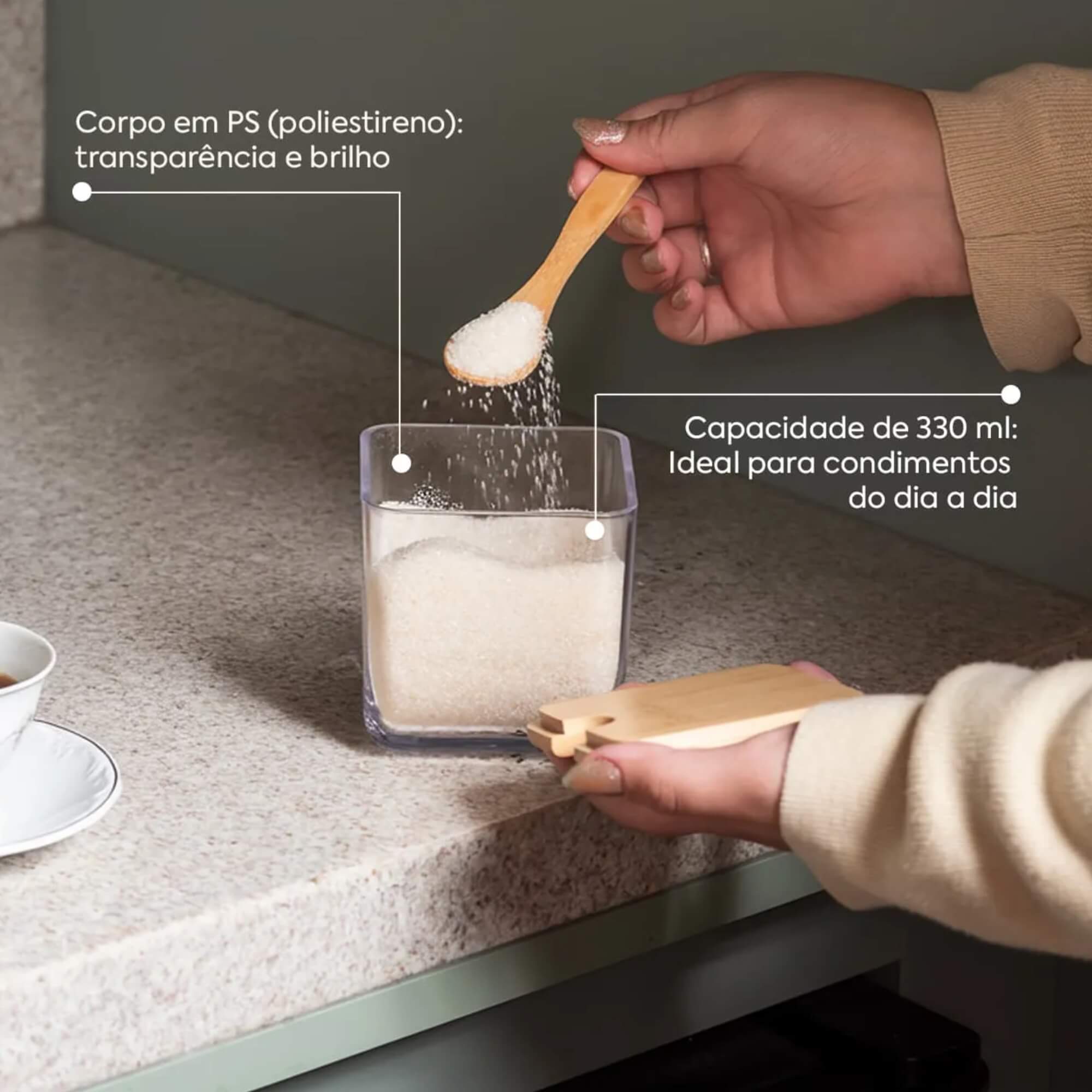 Porta Condimentos em Bambu com Colher Coza Brisa Brinox - 40659/3009