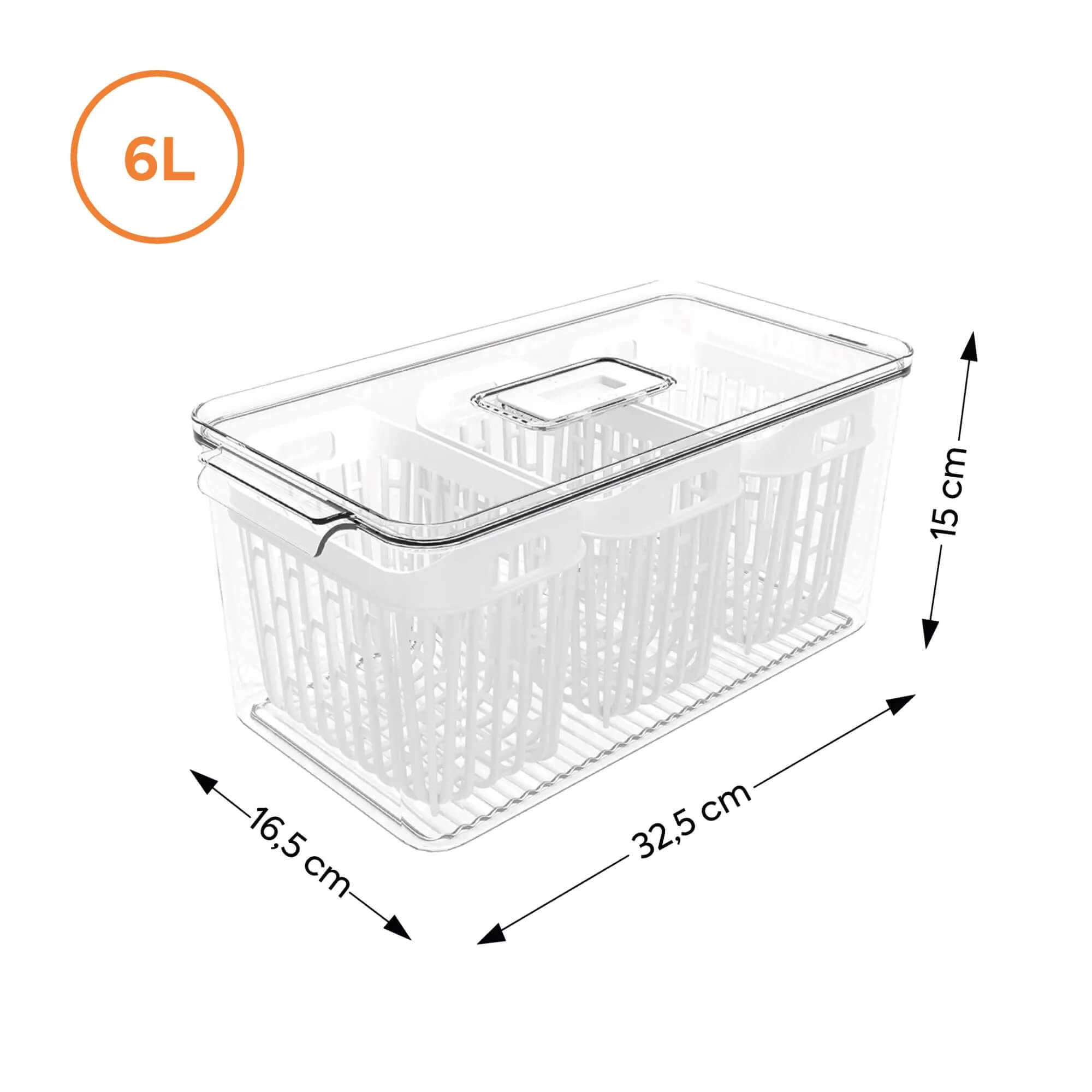 Organizador de Geladeira Coza Dry 6 Litros com 3 Cestos Brinox - 10186/3009