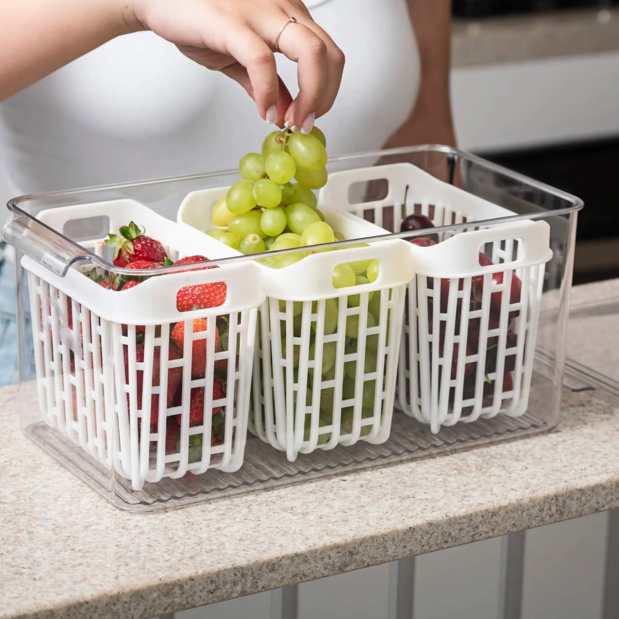 Organizador de Geladeira Coza Dry 6 Litros com 3 Cestos Brinox - 10186/3009