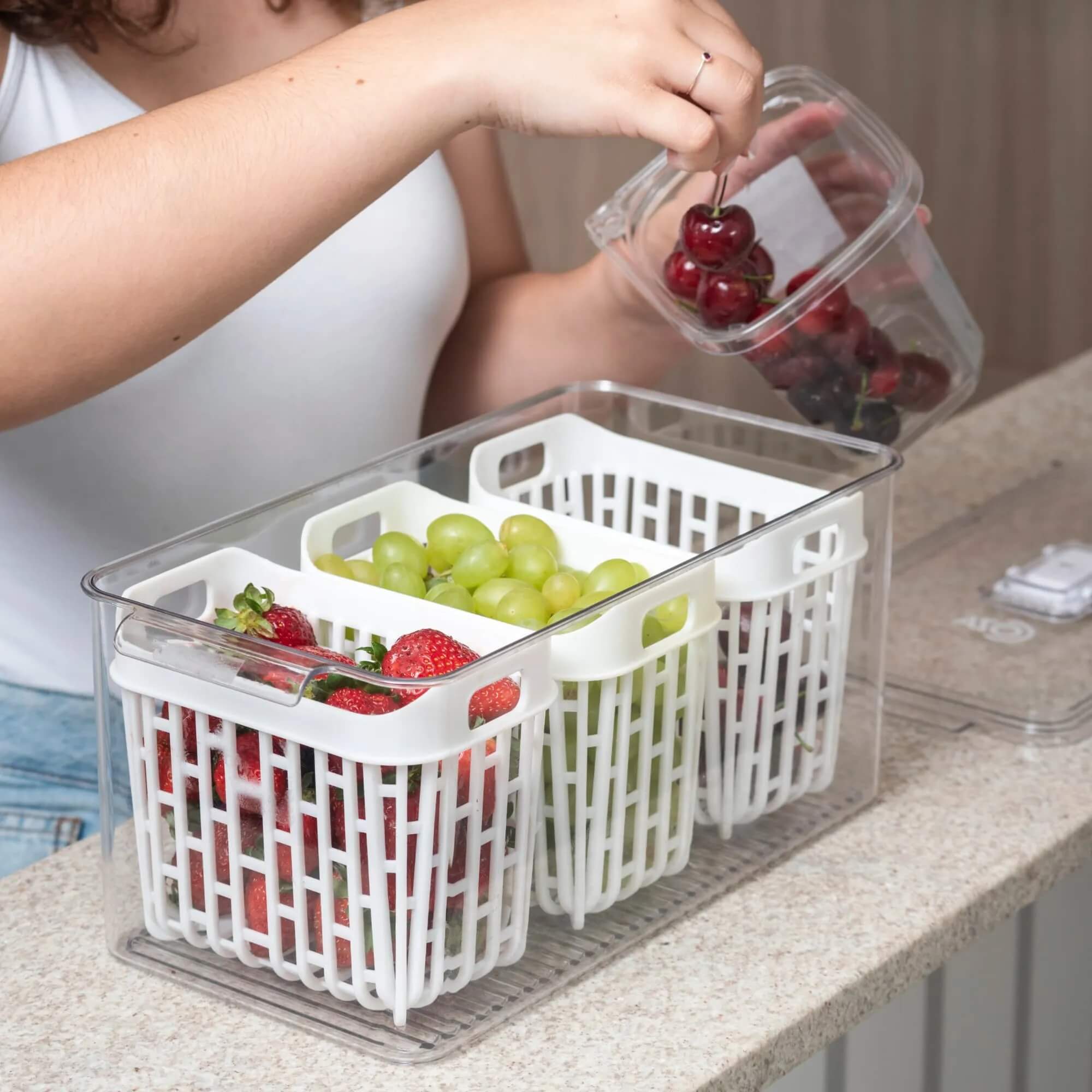 Organizador de Geladeira Coza Dry 6 Litros com 3 Cestos Brinox - 10186/3009