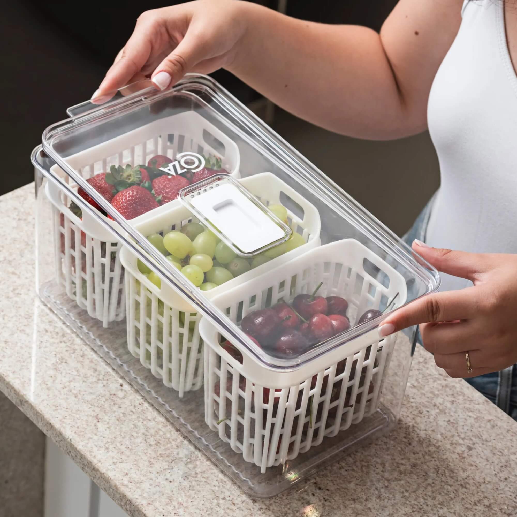 Organizador de Geladeira Coza Dry 6 Litros com 3 Cestos Brinox - 10186/3009