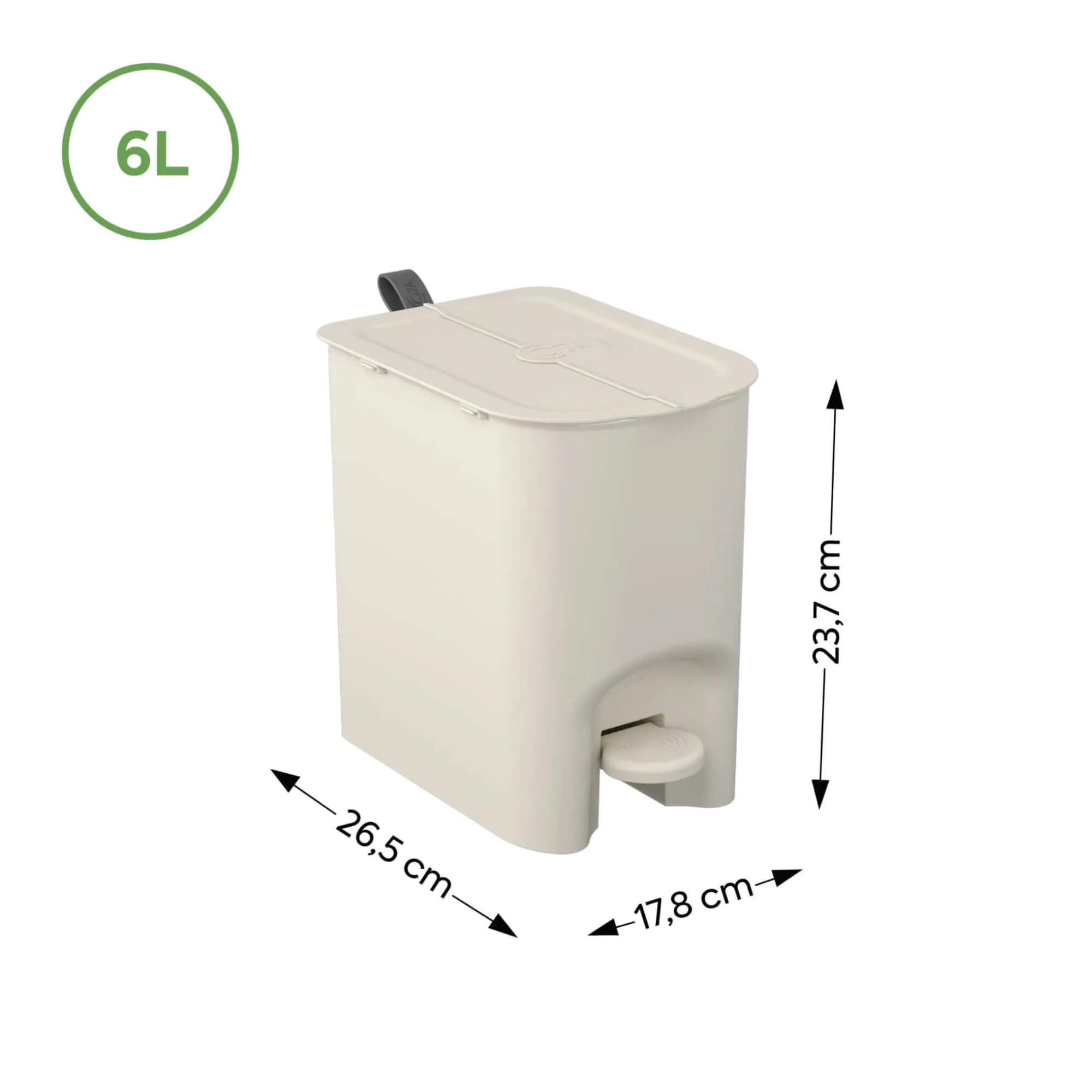 Lixeira Coza Borboleta com Pedal 6 Litros Preta com Alça Light Gray Brinox - 10660/0008