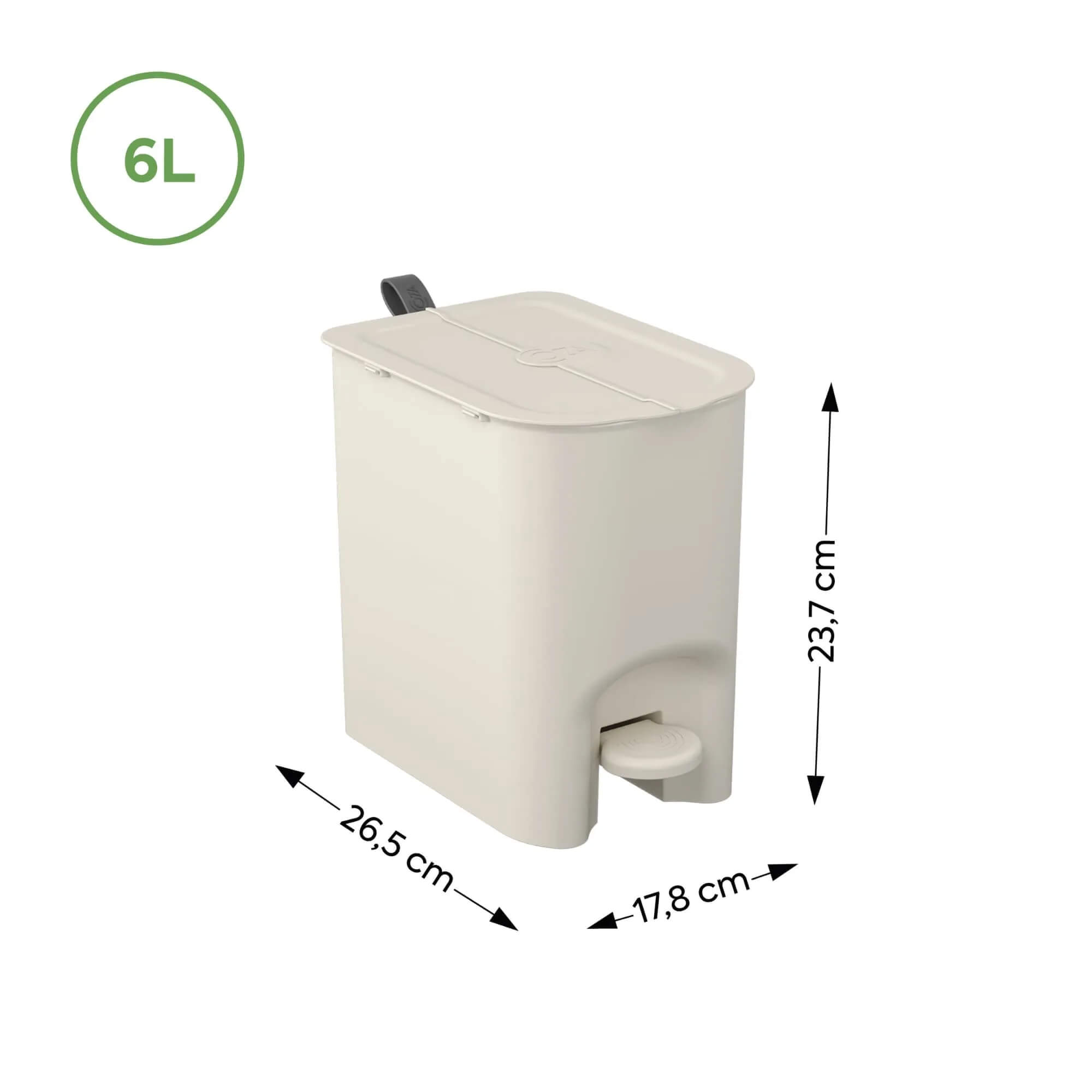 Lixeira Coza Borboleta com Pedal 6 Litros Light Gray com Alça Cinza Chumbo Brinox - 10660/0468
