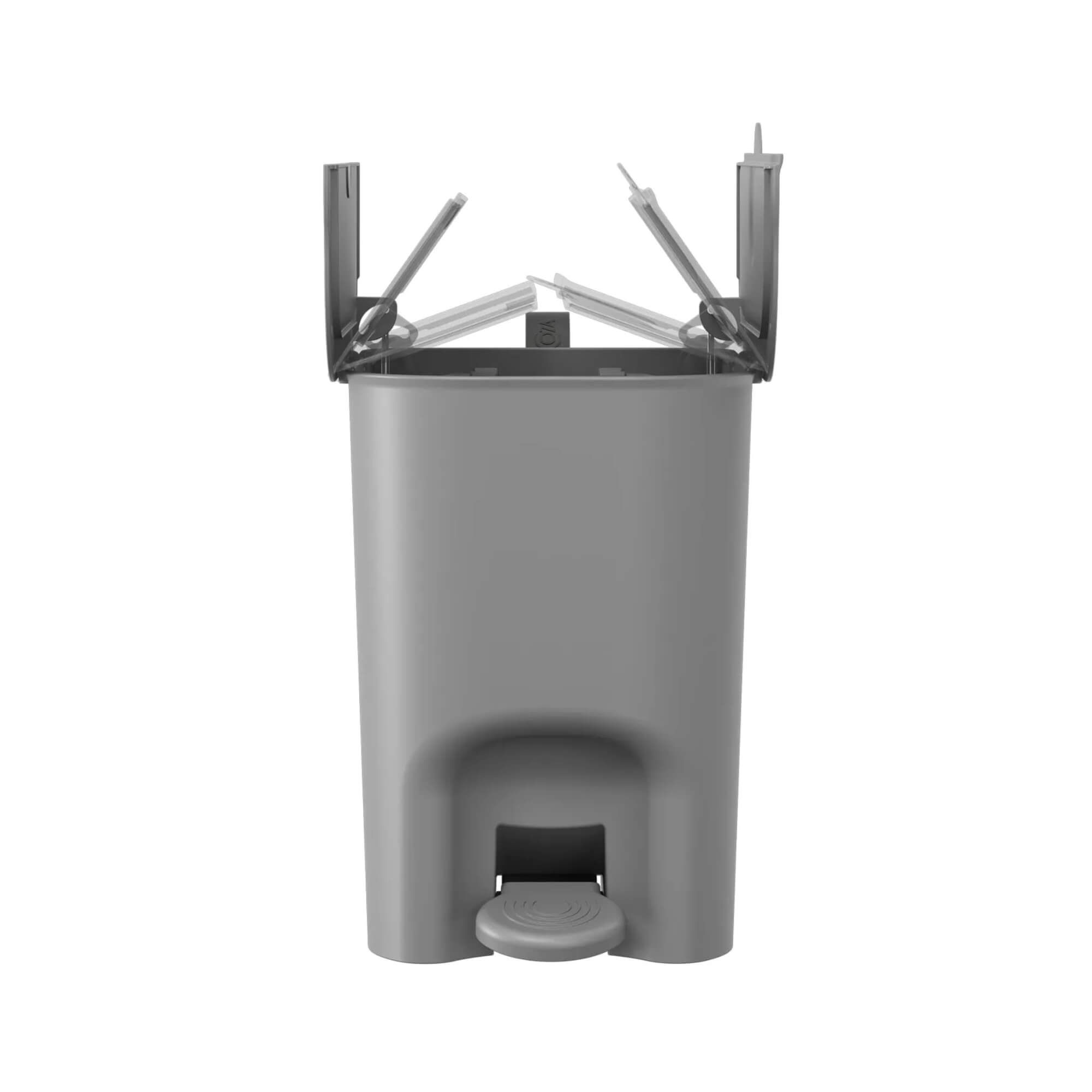 Lixeira Coza Borboleta com Pedal 6 Litros Cinza Frio com Alça Cinza Chumbo Brinox - 10660/0499