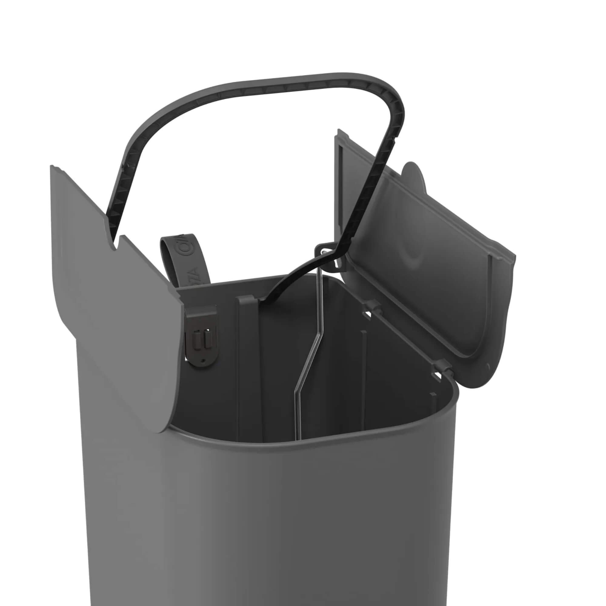 Lixeira Coza Borboleta com Pedal 6 Litros Cinza Frio com Alça Cinza Chumbo Brinox - 10660/0499