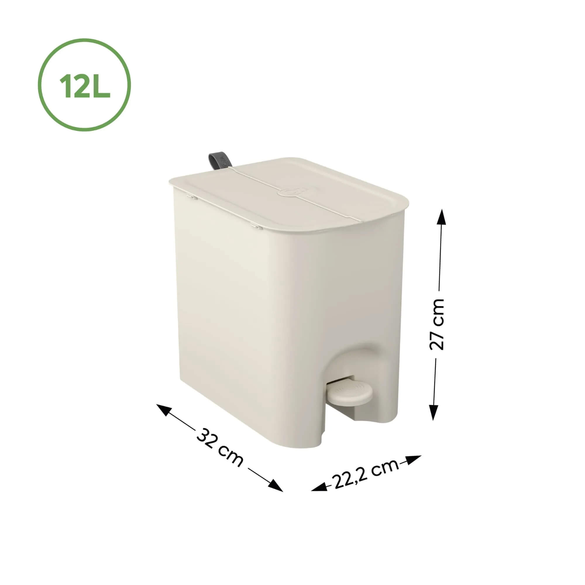 Lixeira Coza Borboleta com Pedal 12 Litros Preto com Alça Light Gray Brinox - 10661/0008
