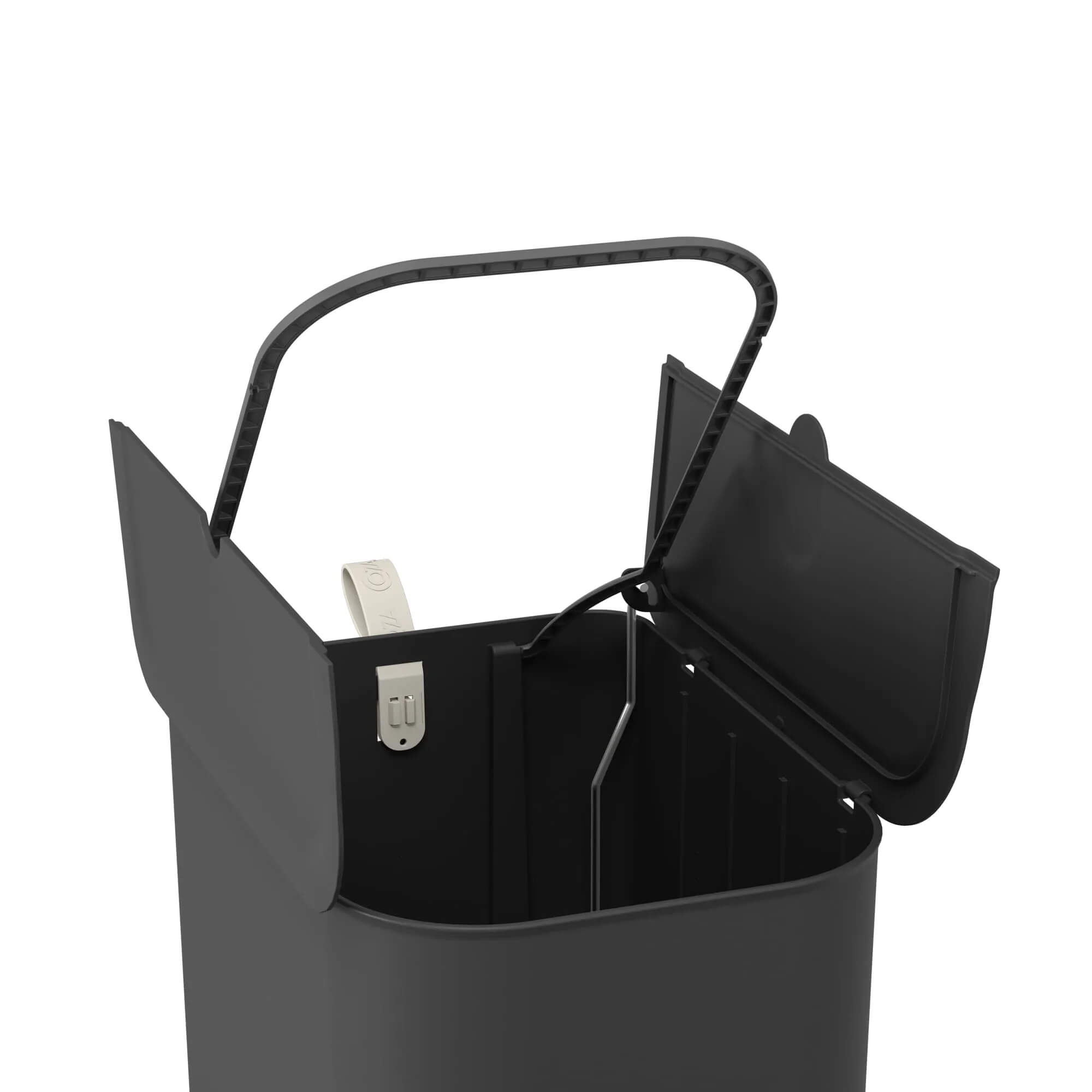 Lixeira Coza Borboleta com Pedal 12 Litros Preto com Alça Light Gray Brinox - 10661/0008