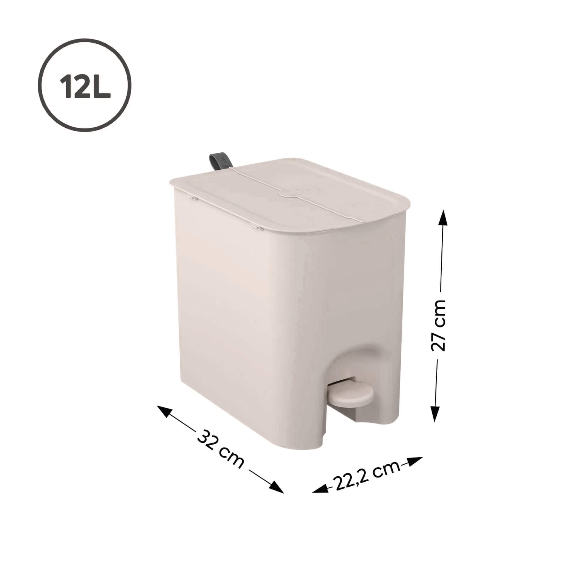 Lixeira Coza Borboleta com Pedal 12 Litros Cinza Frio com Alça Cinza Chumbo Brinox - 10661/0499