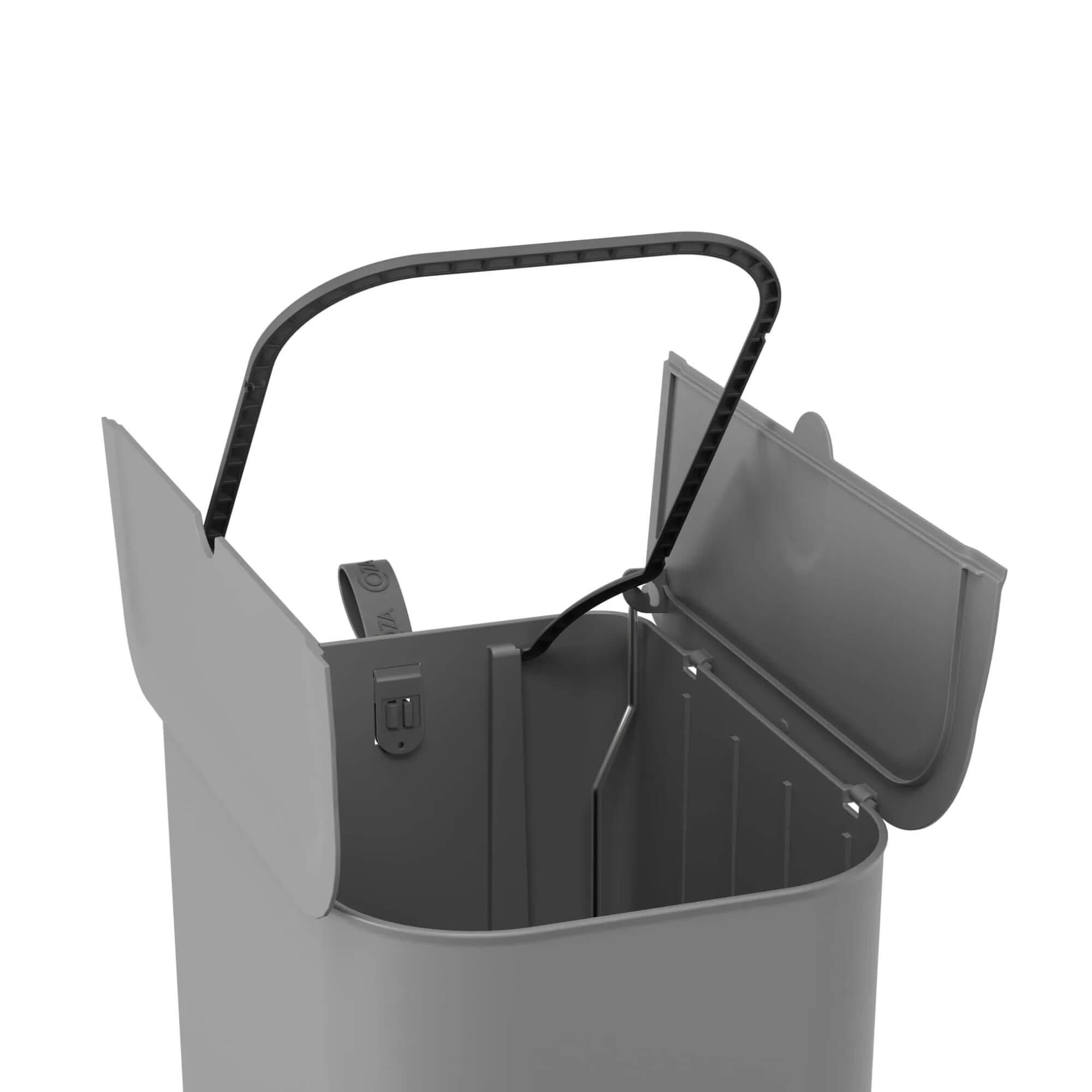 Lixeira Coza Borboleta com Pedal 12 Litros Cinza Frio com Alça Cinza Chumbo Brinox - 10661/0499