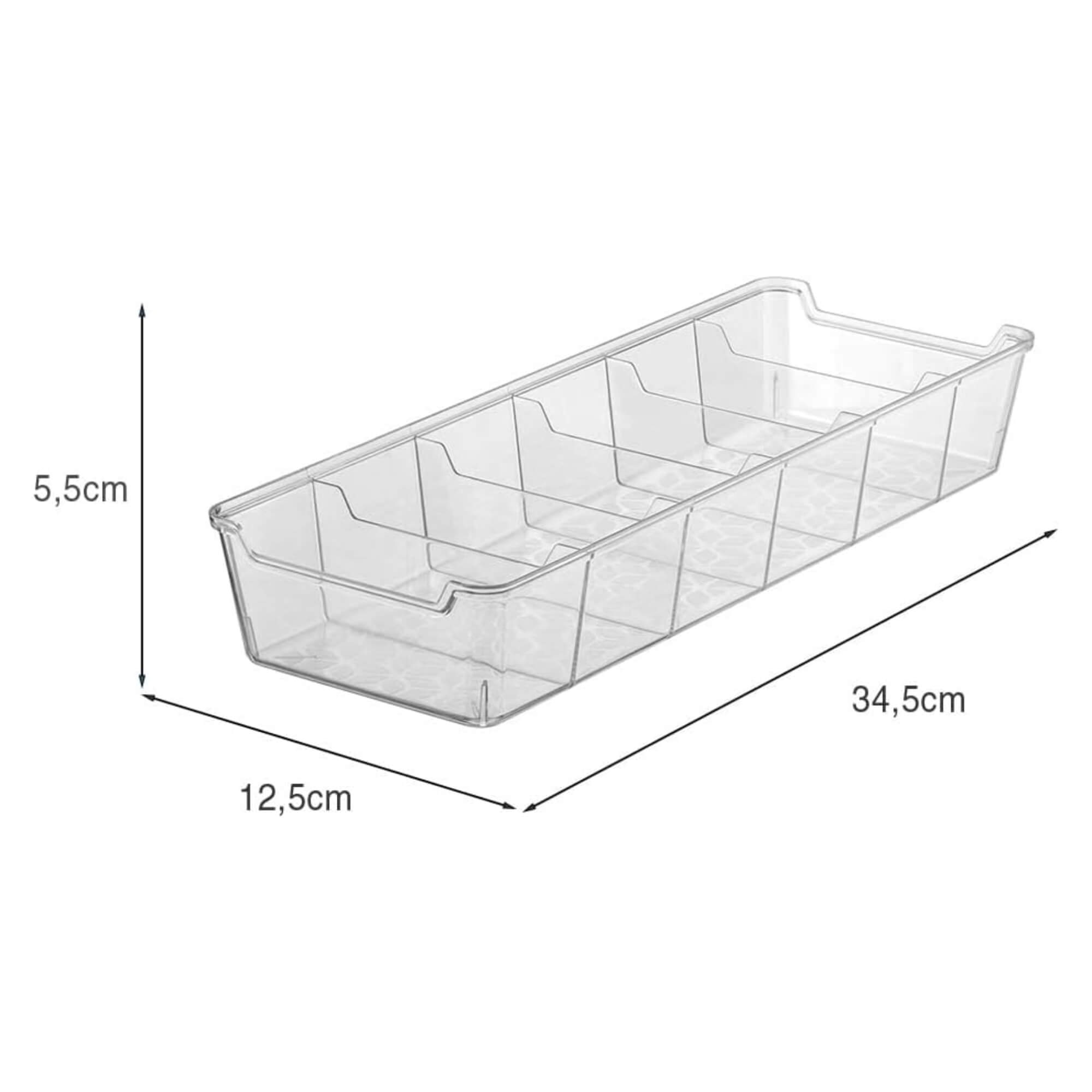 Organizador de Gaveta com Divisórias 12,5x34cm Transparente de Plástico UZ Utilidades - UZ382-TR