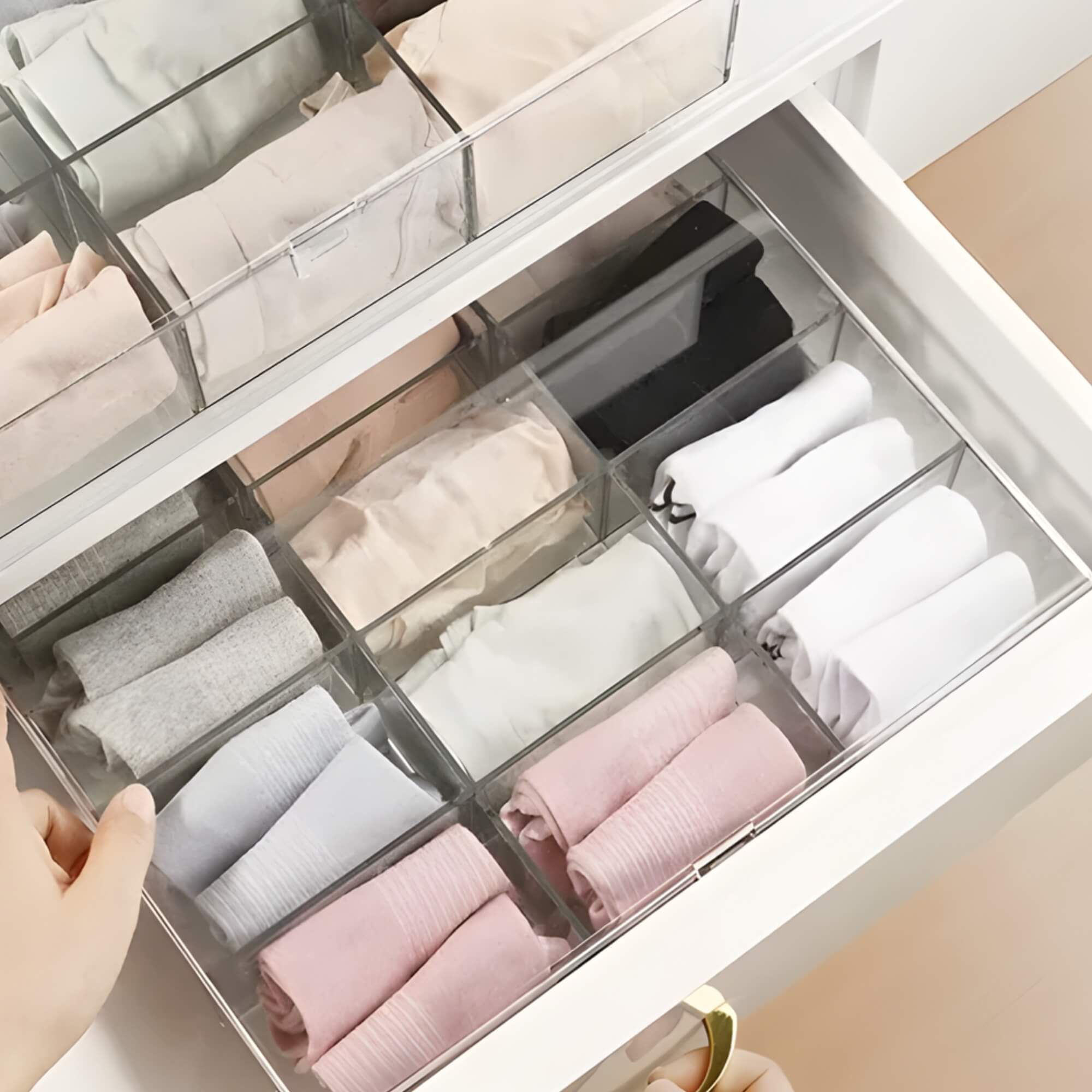 Organizador de Gaveta com Divisórias 12,5x34cm Transparente de Plástico UZ Utilidades - UZ382-TR