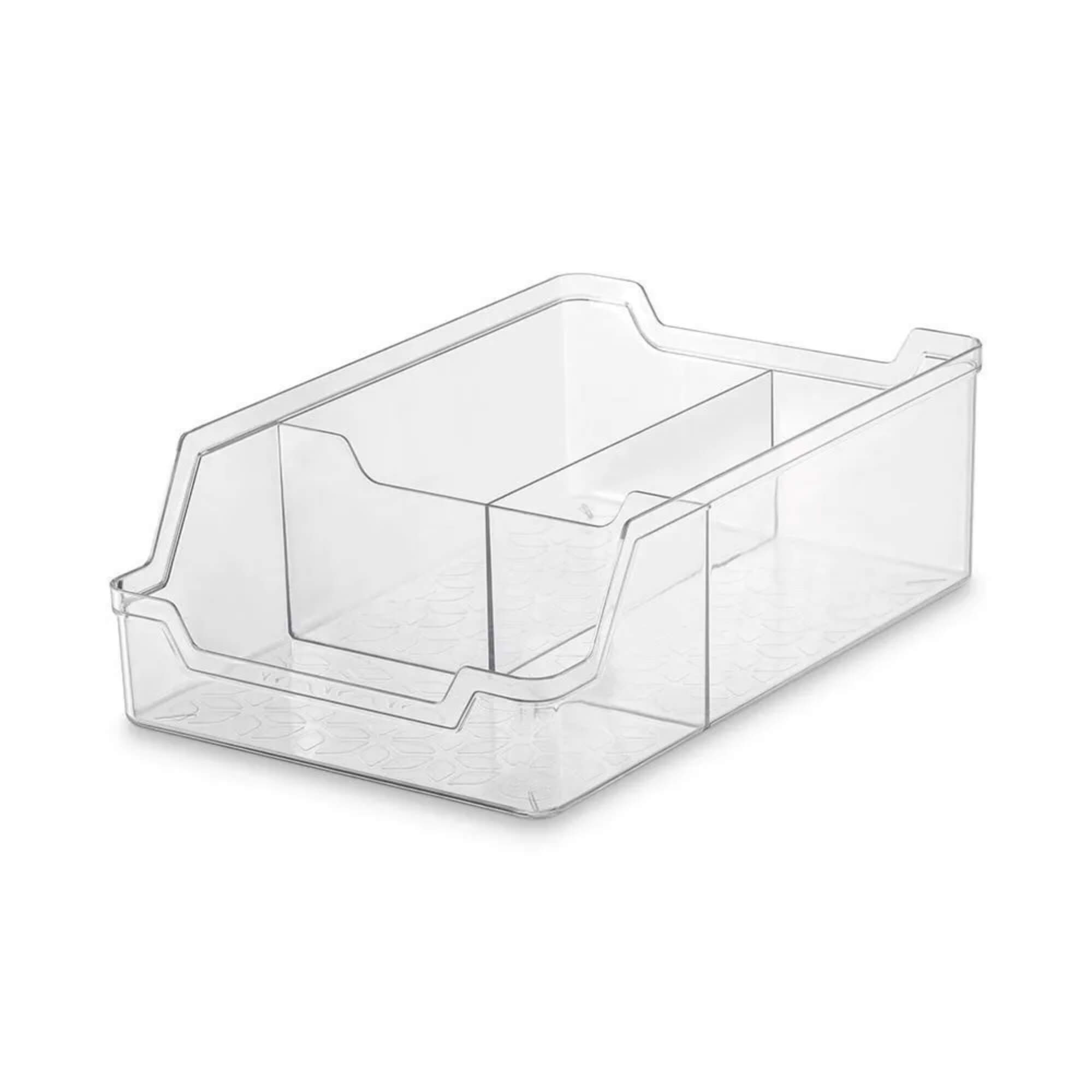 Organizador de Plástico Multiuso c/ 3 Divisórias 180x280 Transparente Uz Utilidades - UZ388-TR
