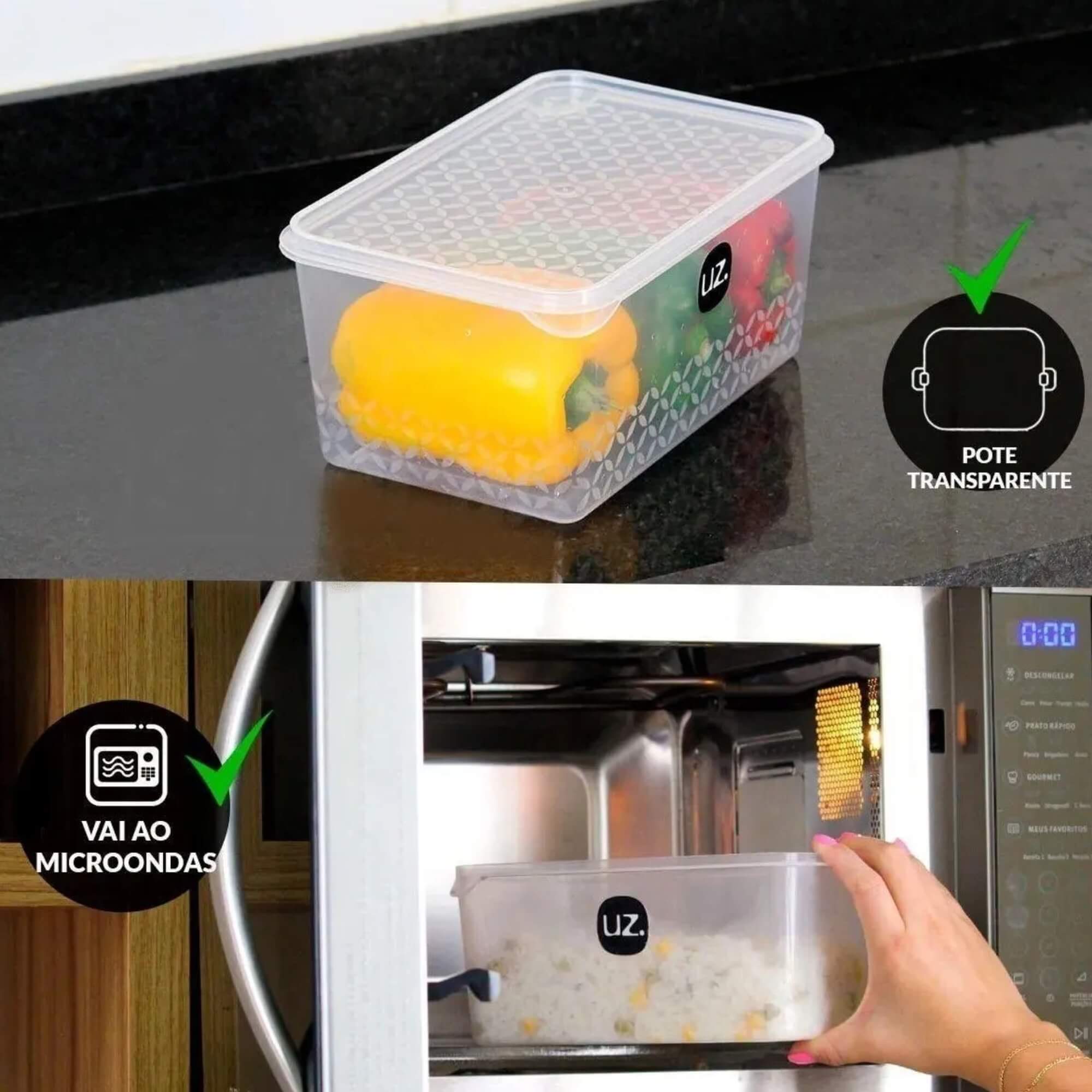 Pote Multiuso 3L Transparente de Plástico UZ Utilidades - UZ398-TR