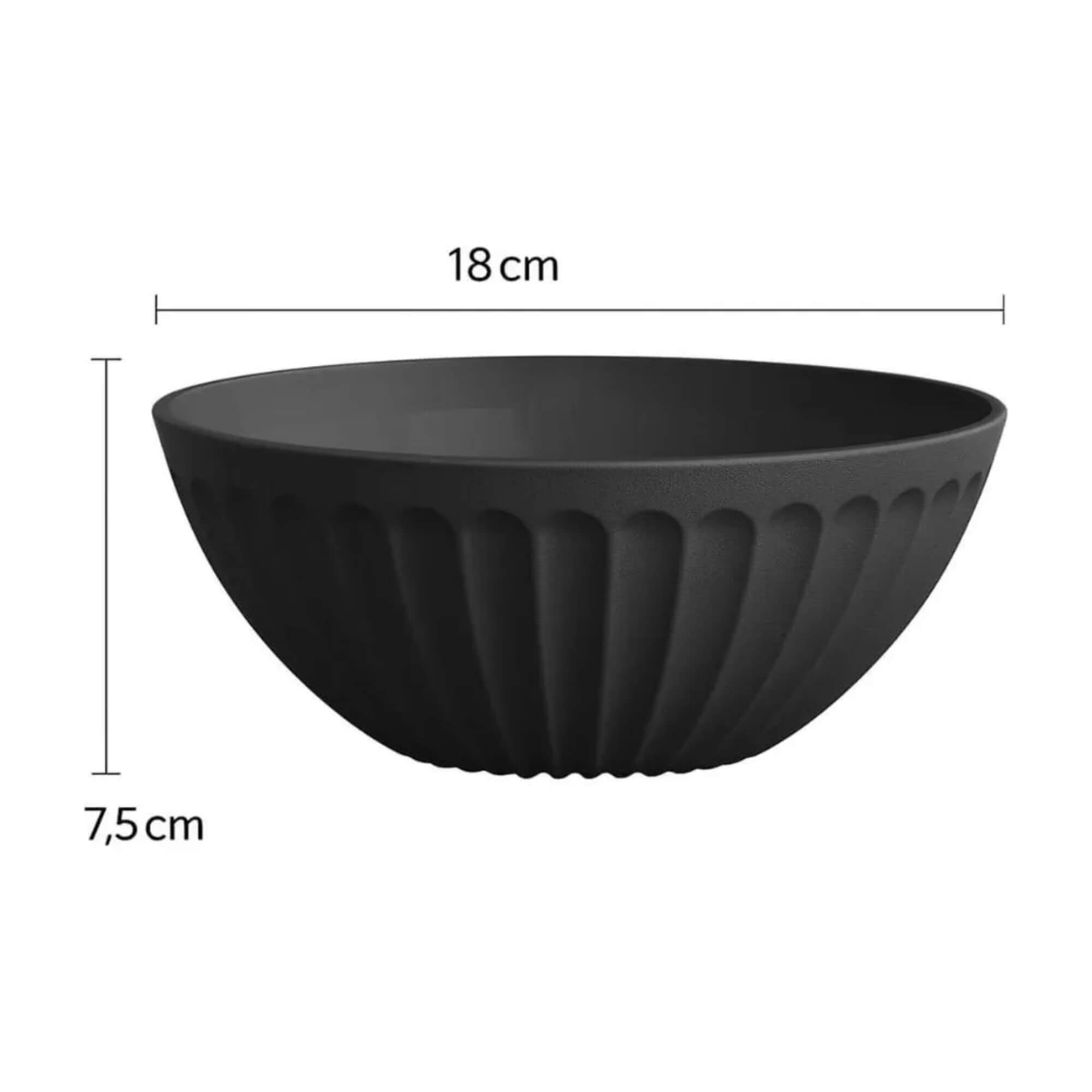 Saladeira de Plástico 1 Litro Preto 18x7,5cm UZ Utilidades - UZ454-PR