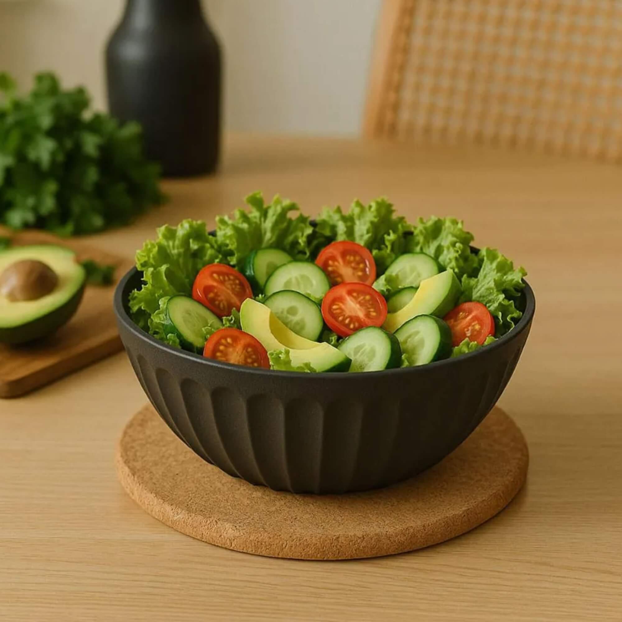 Saladeira de Plástico 1,5 Litros Preto 20x8,5cm UZ Utilidades - UZ455-PR