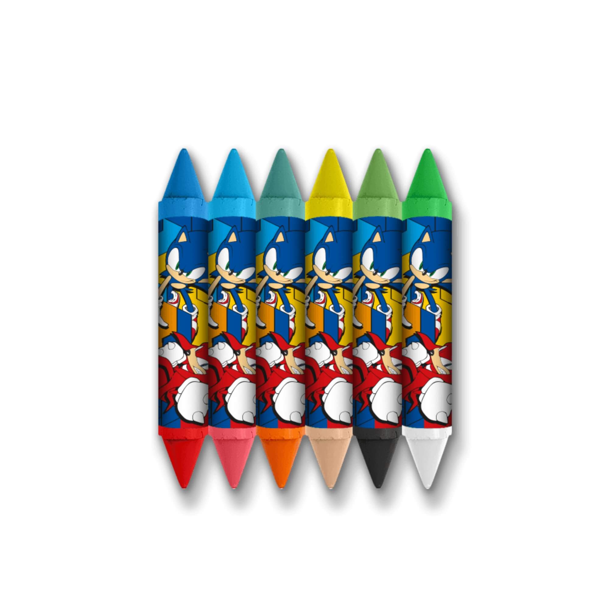 COMP Kit Sonic: Lápis de Cor 12 Cores + Borracha Retrátil + Estojo c/ Patch + Giz de Cera 12 Cores