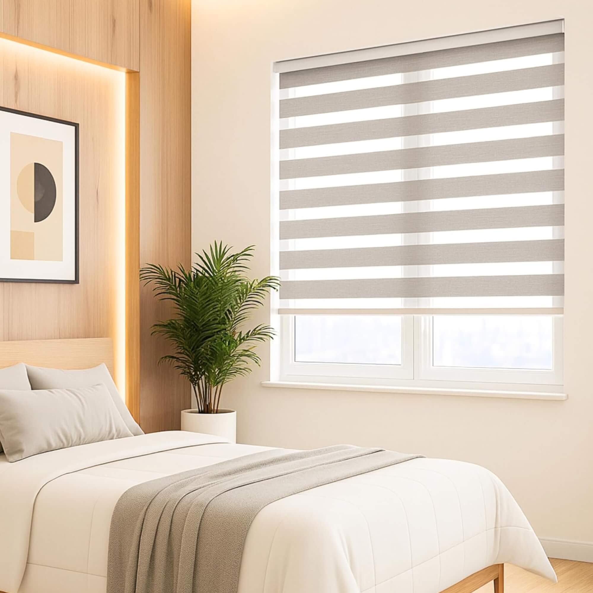 Persiana Zebra Rolo Dupla 120x160cm Cinza Linho Conthey Evolux - N2004461F