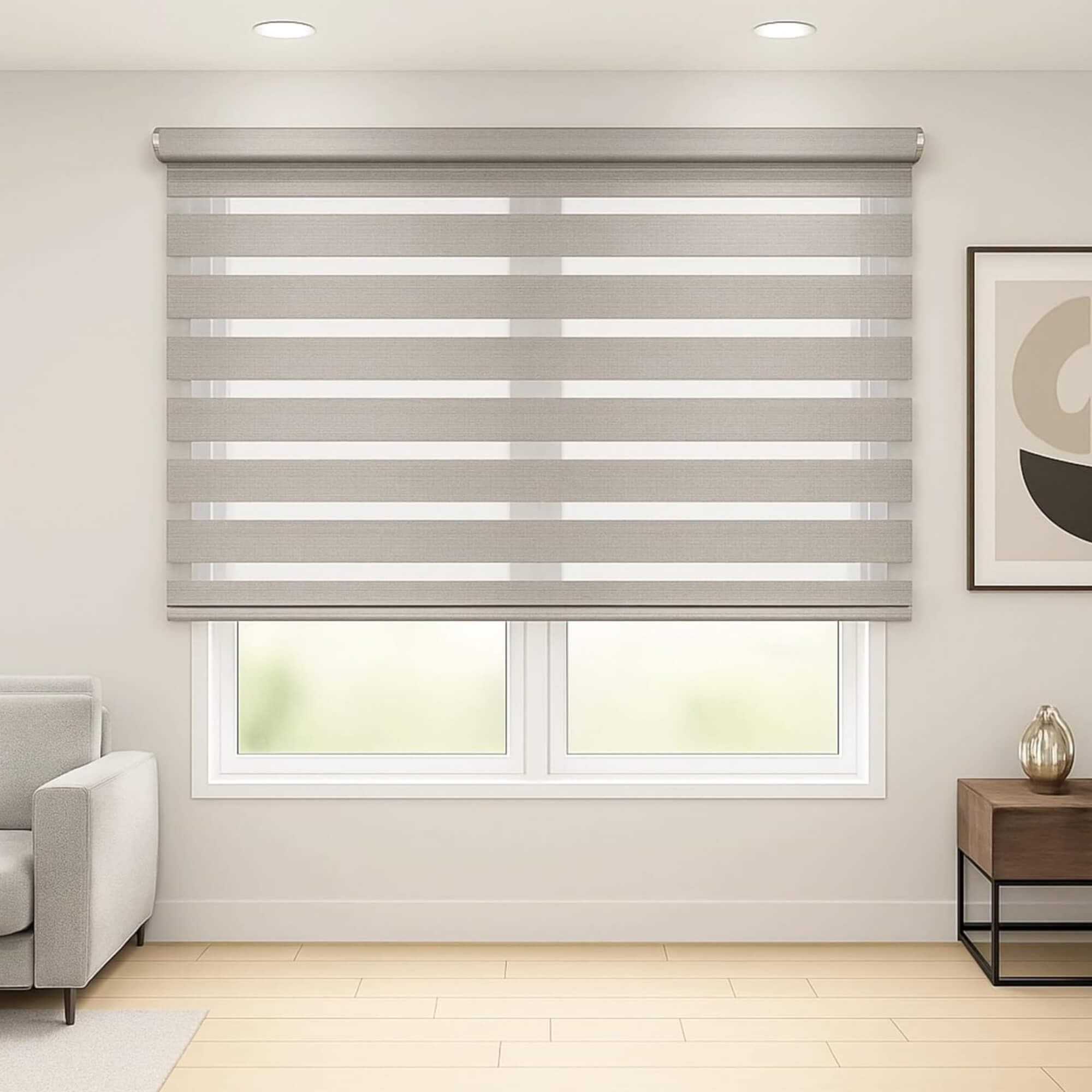 Persiana Zebra Rolo Dupla 120x160cm Cinza Linho Conthey Evolux - N2004461F