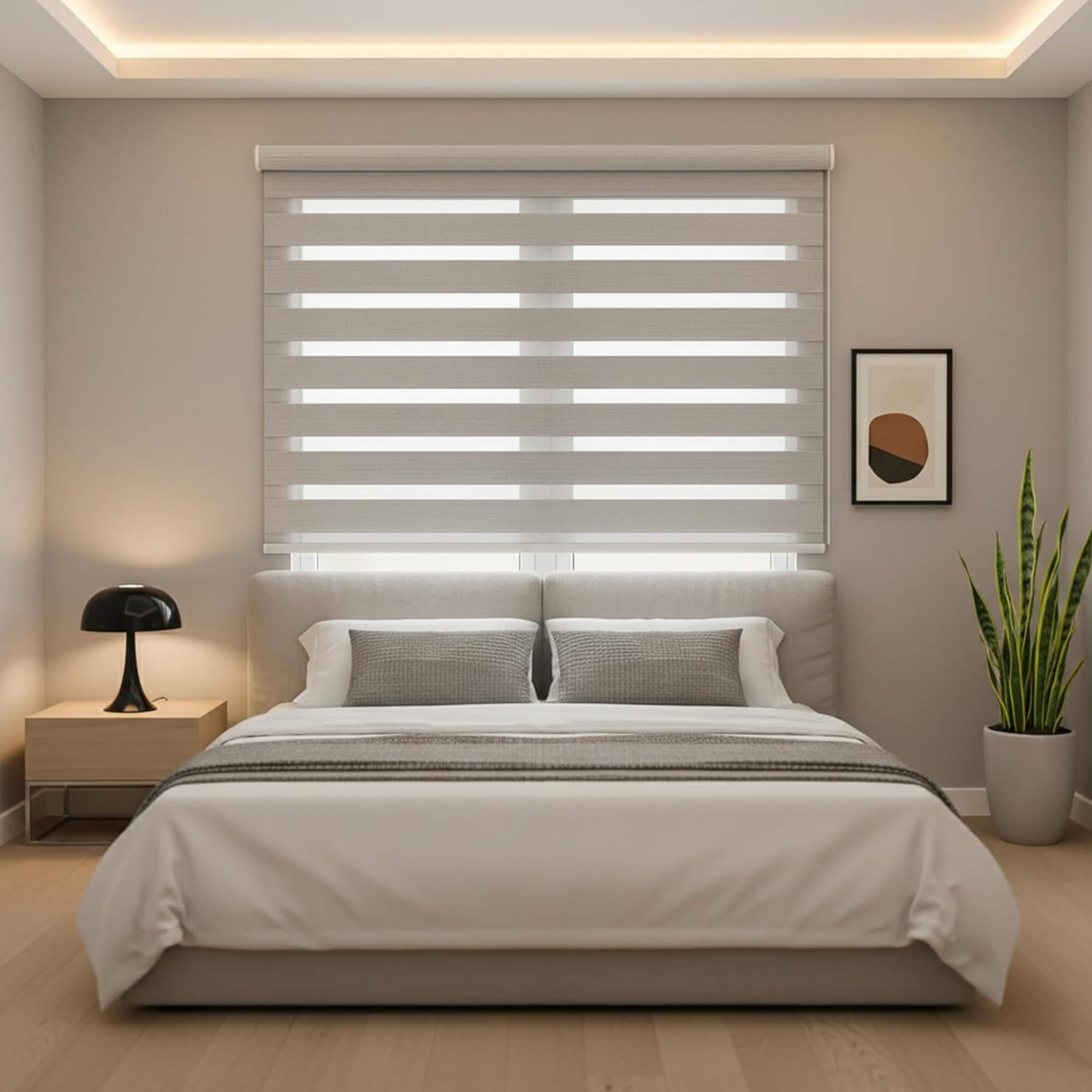 Persiana Zebra Rolo Dupla 140x160cm Cinza Linho Conthey Evolux - N2004462F